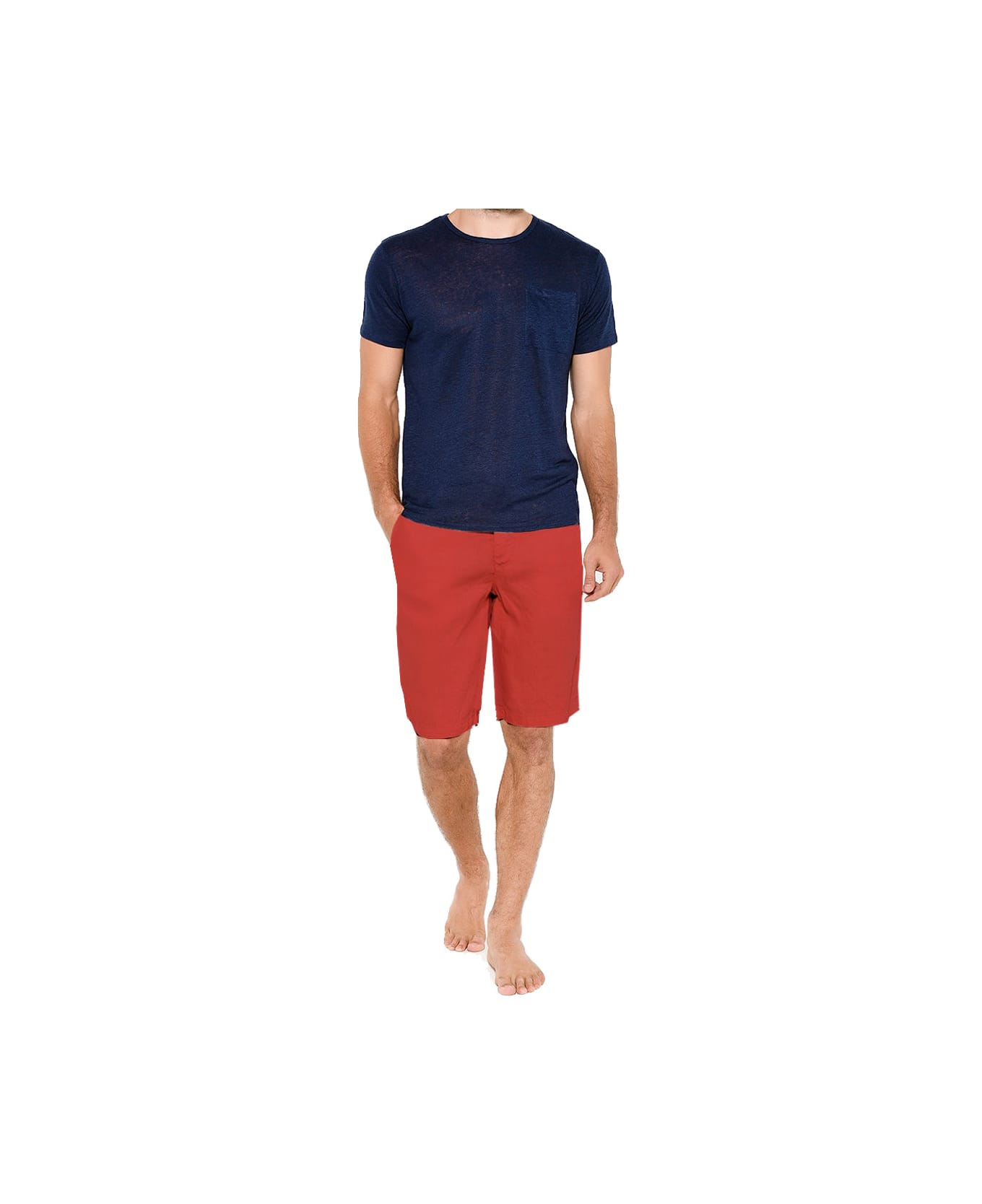 MC2 Saint Barth Linen Bermuda Red Shorts - RED