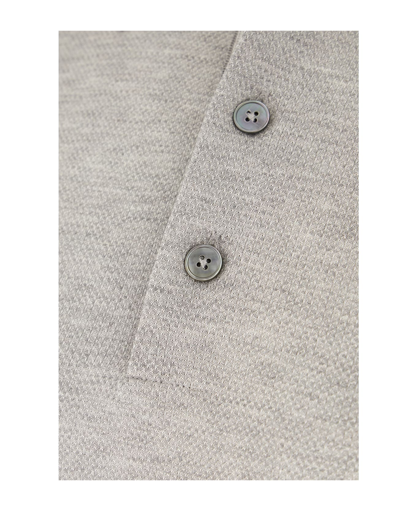 Zegna Grey Cotton And Silk Polo Shirt - GREY MELANGE