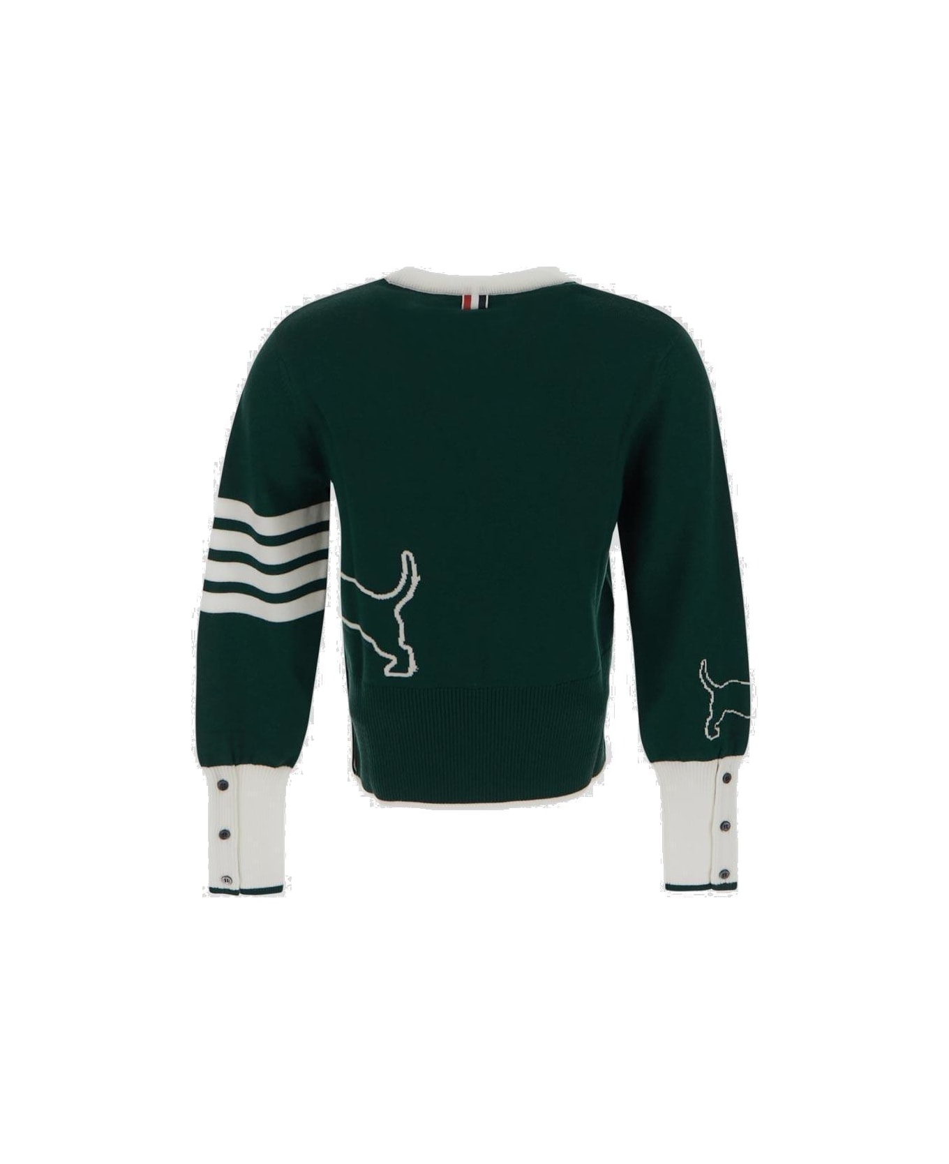 Thom Browne Long-sleeved Crewneck Knitted Jumper - Green ニットウェア