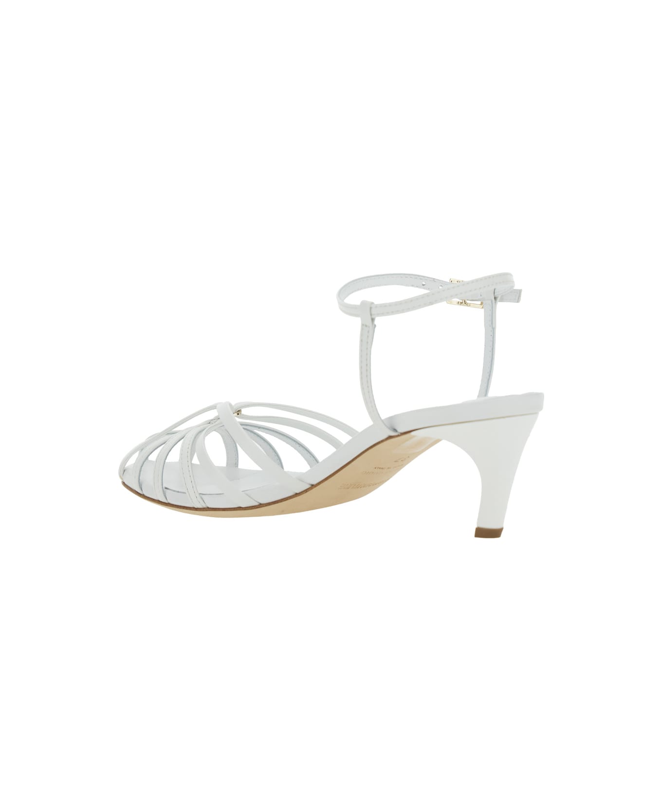 SEMICOUTURE White Heeled Sandals With Cage Design In Leather Woman - White