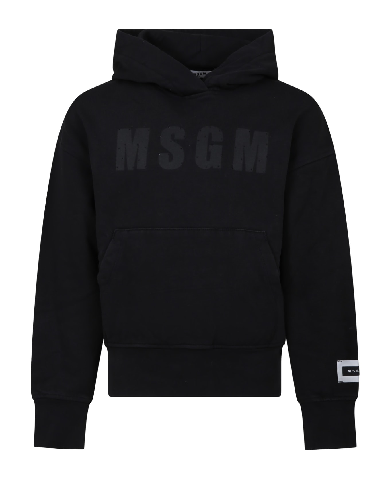 MSGM Black Sweatshirt For Kids With Black Logo - Black