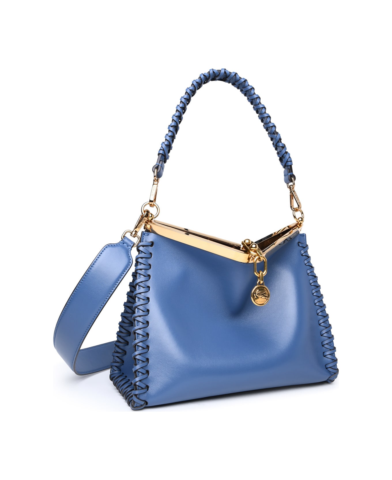 Etro Small 'vela' Blue Leather Bag - Blue トートバッグ