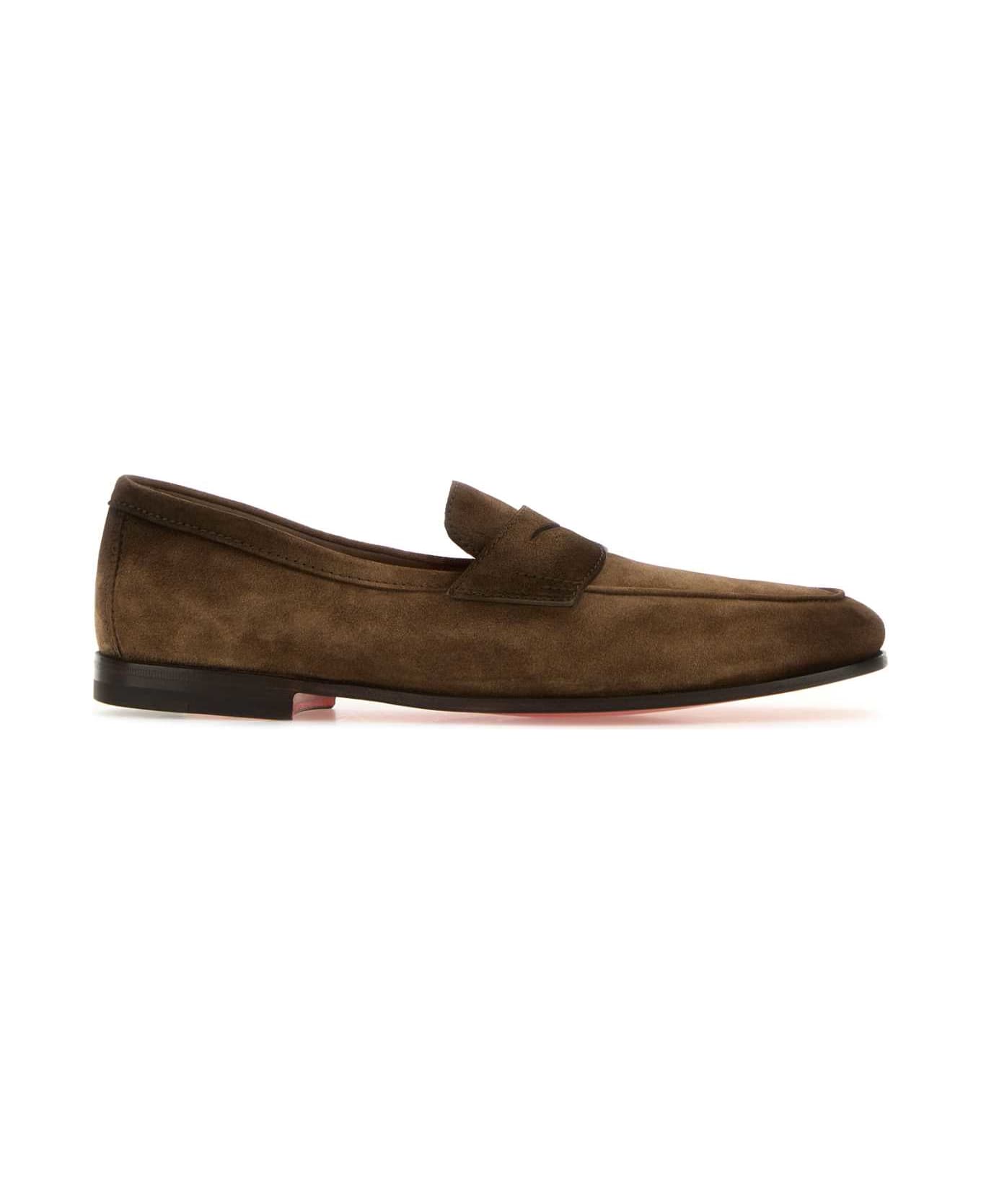 Santoni Brown Suede Carlos Loafers - M21