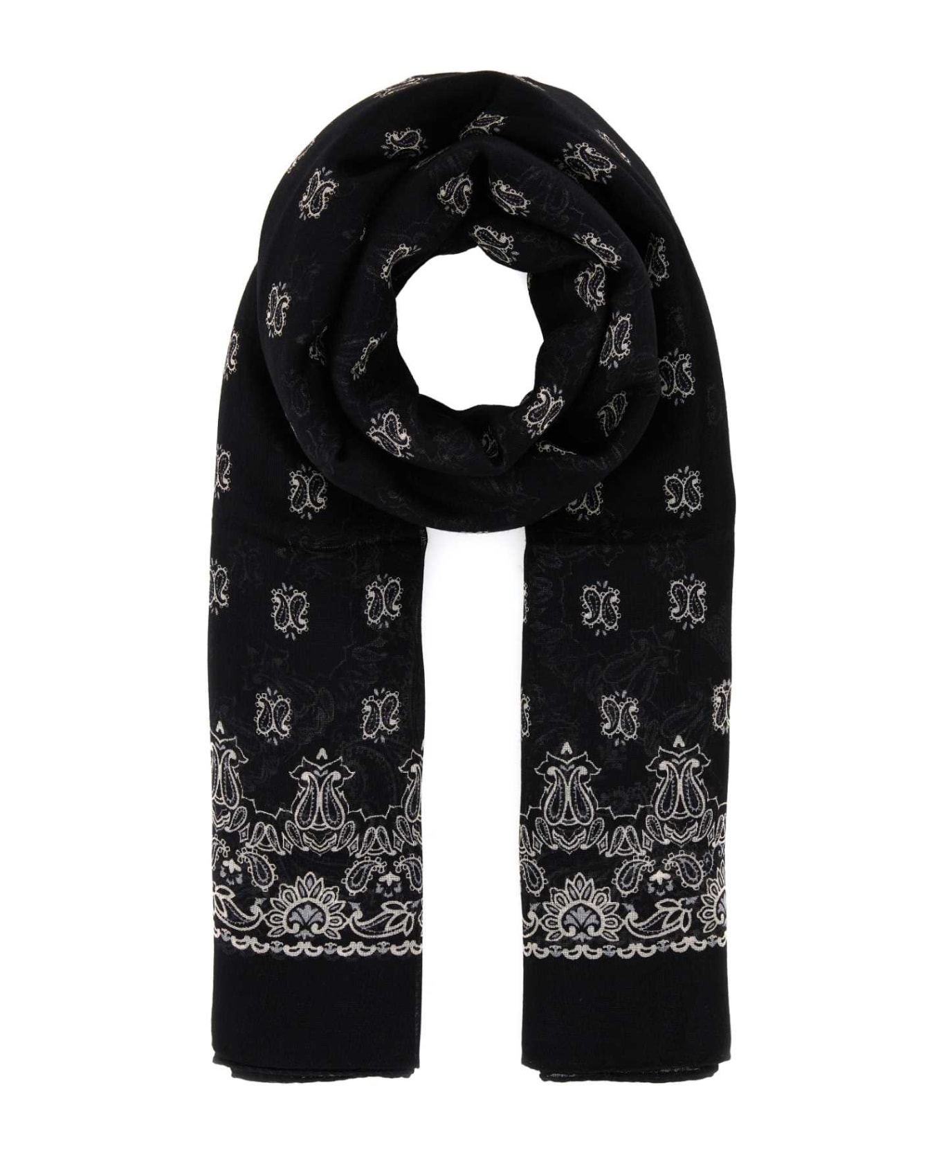 Saint Laurent Printed Cashmere Blend Foulard - BLACKWHITE