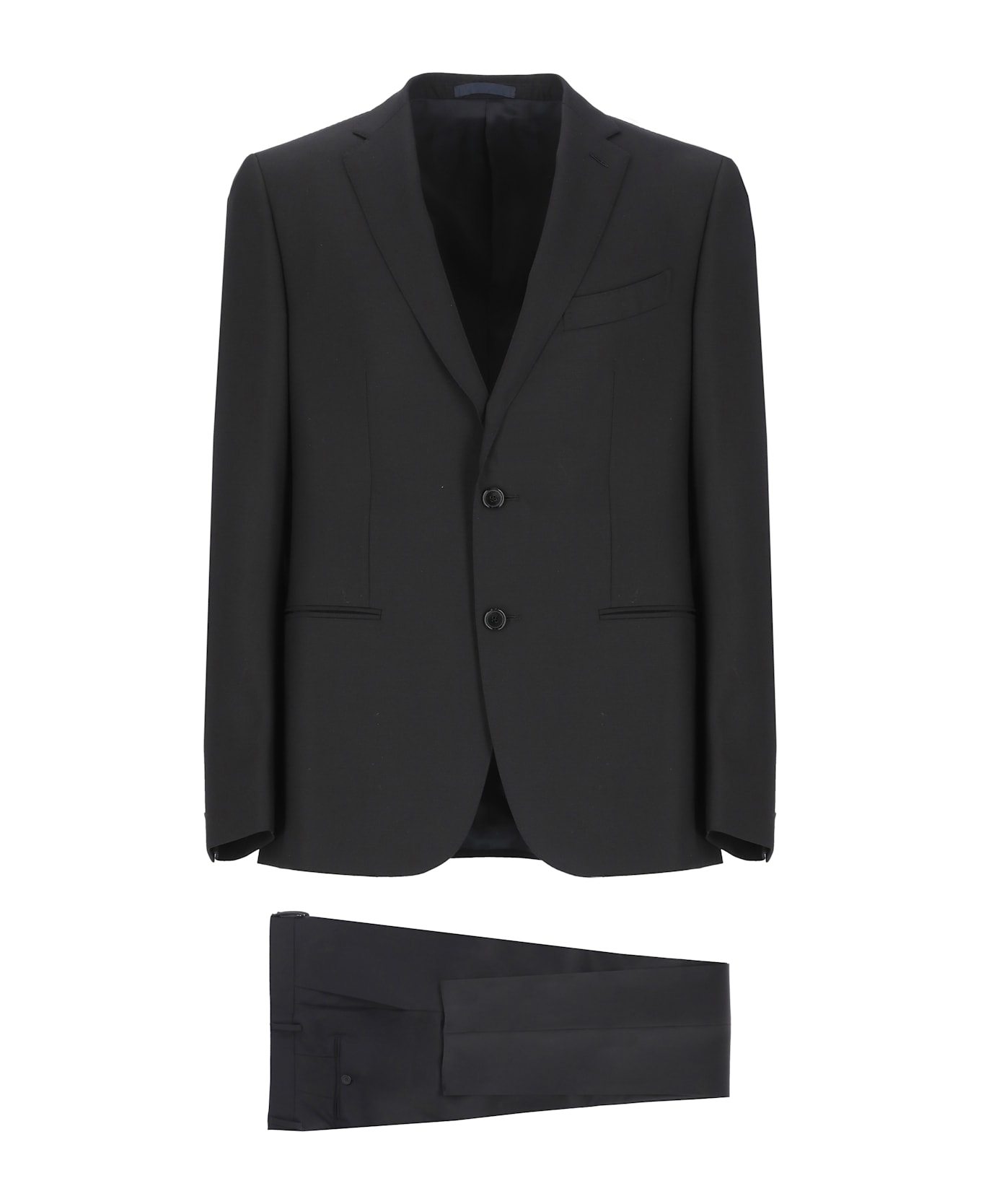 Caruso Wool Suit - Black