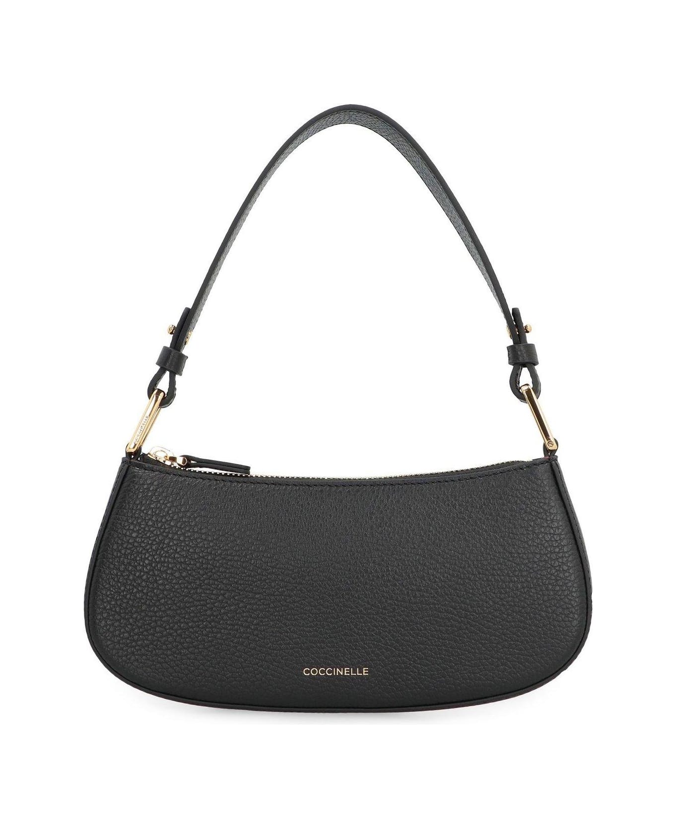 Coccinelle Logo Stamp Zipped Shoulder Bag - Black