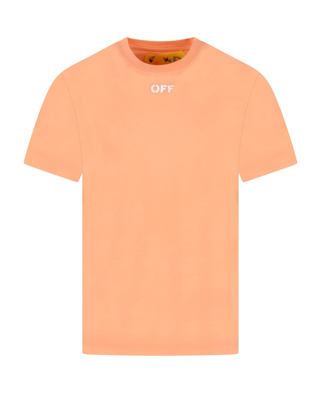 Off-White Orange T-shirt For Girl With White Logo - Orange