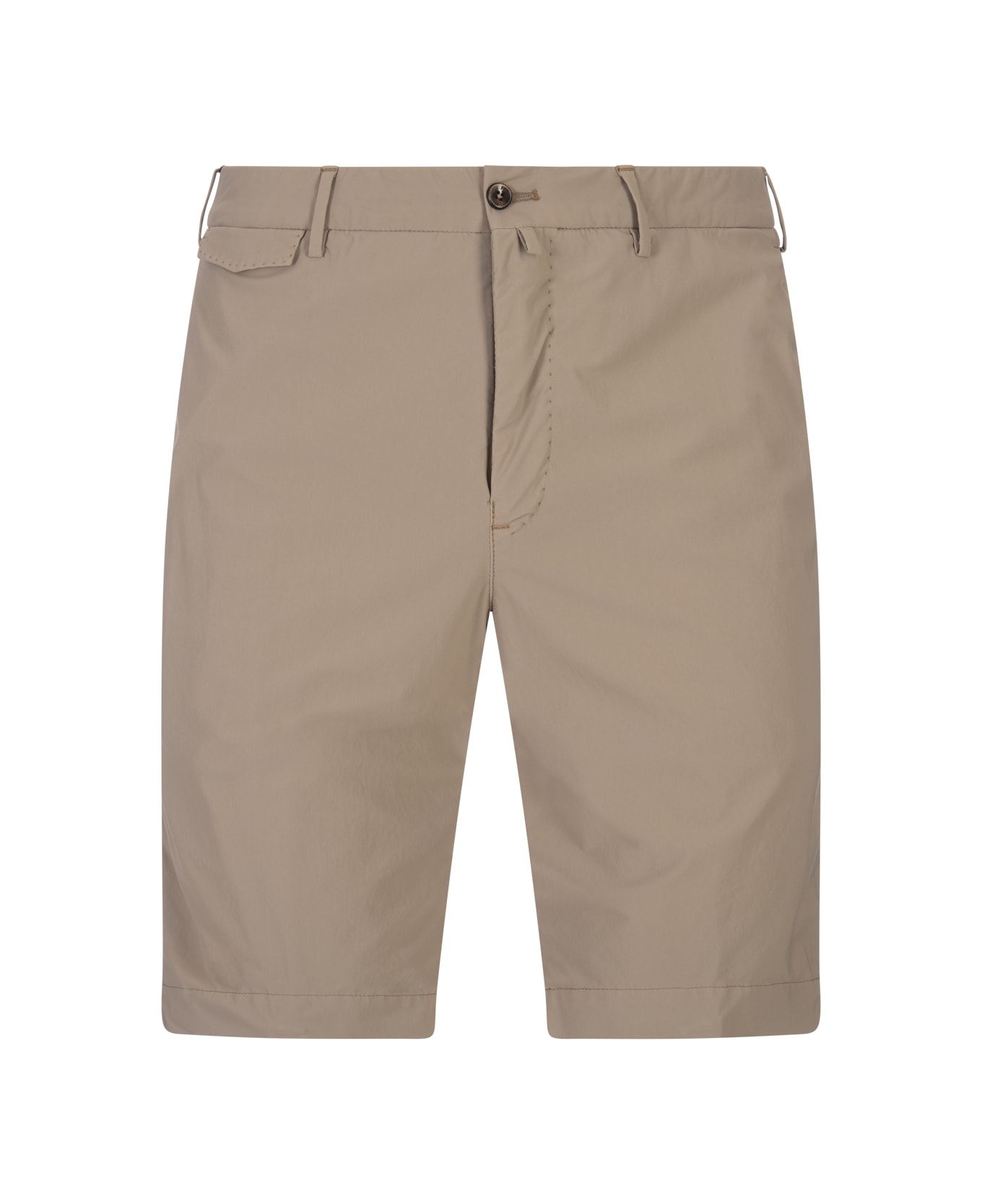 PT Torino Dark Beige Stretch Cotton Shorts - Brown