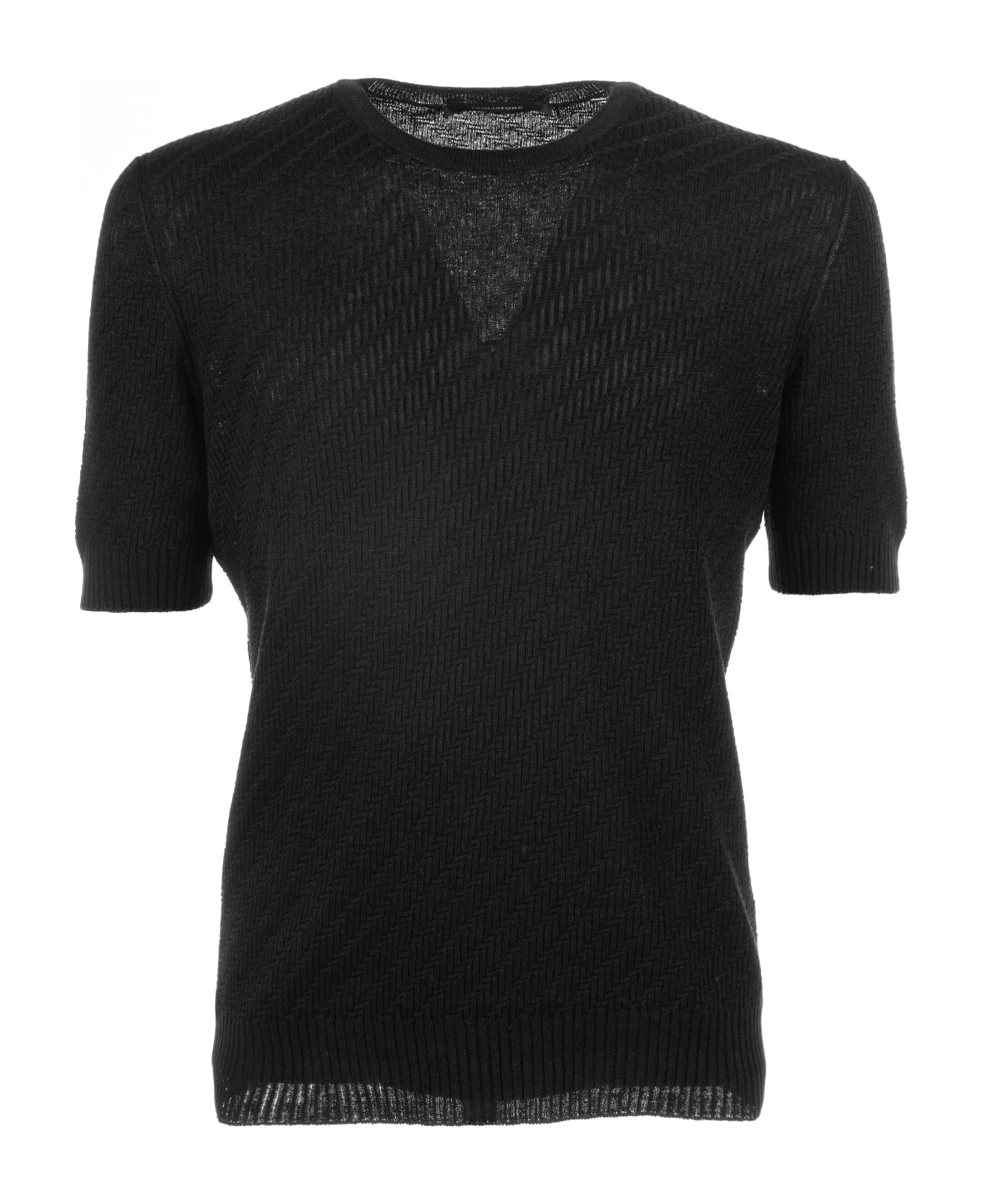 Tagliatore Black Knitted T-shirt - NERO