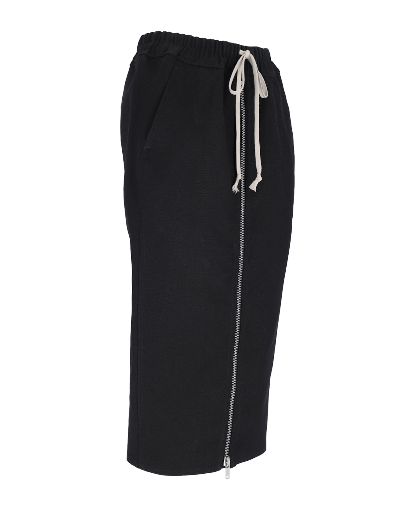 Rick Owens Wool Zip Midi Skirt - Black  