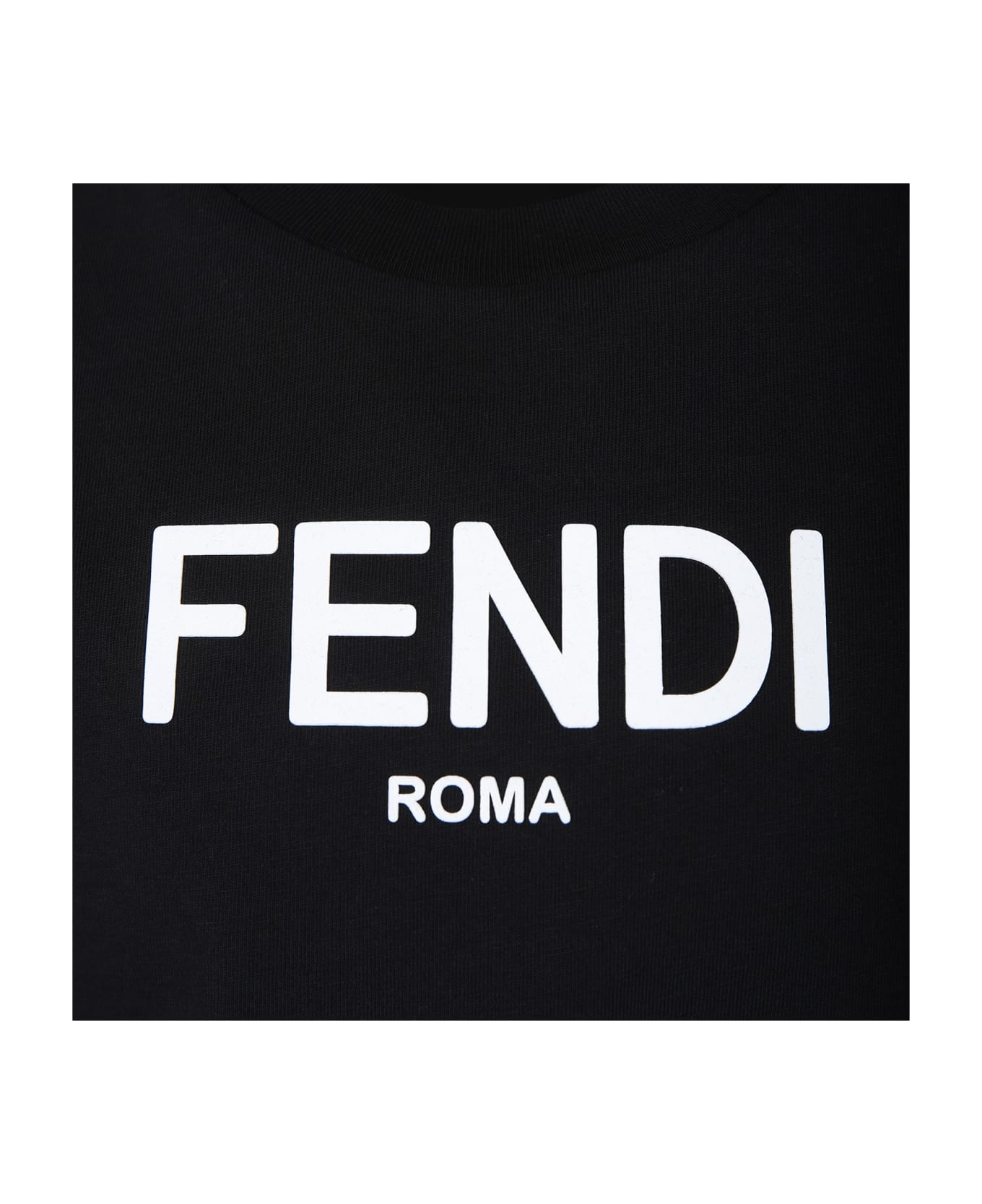 Fendi Black T-shirt For Kids With Logo - Black Tシャツ＆ポロシャツ