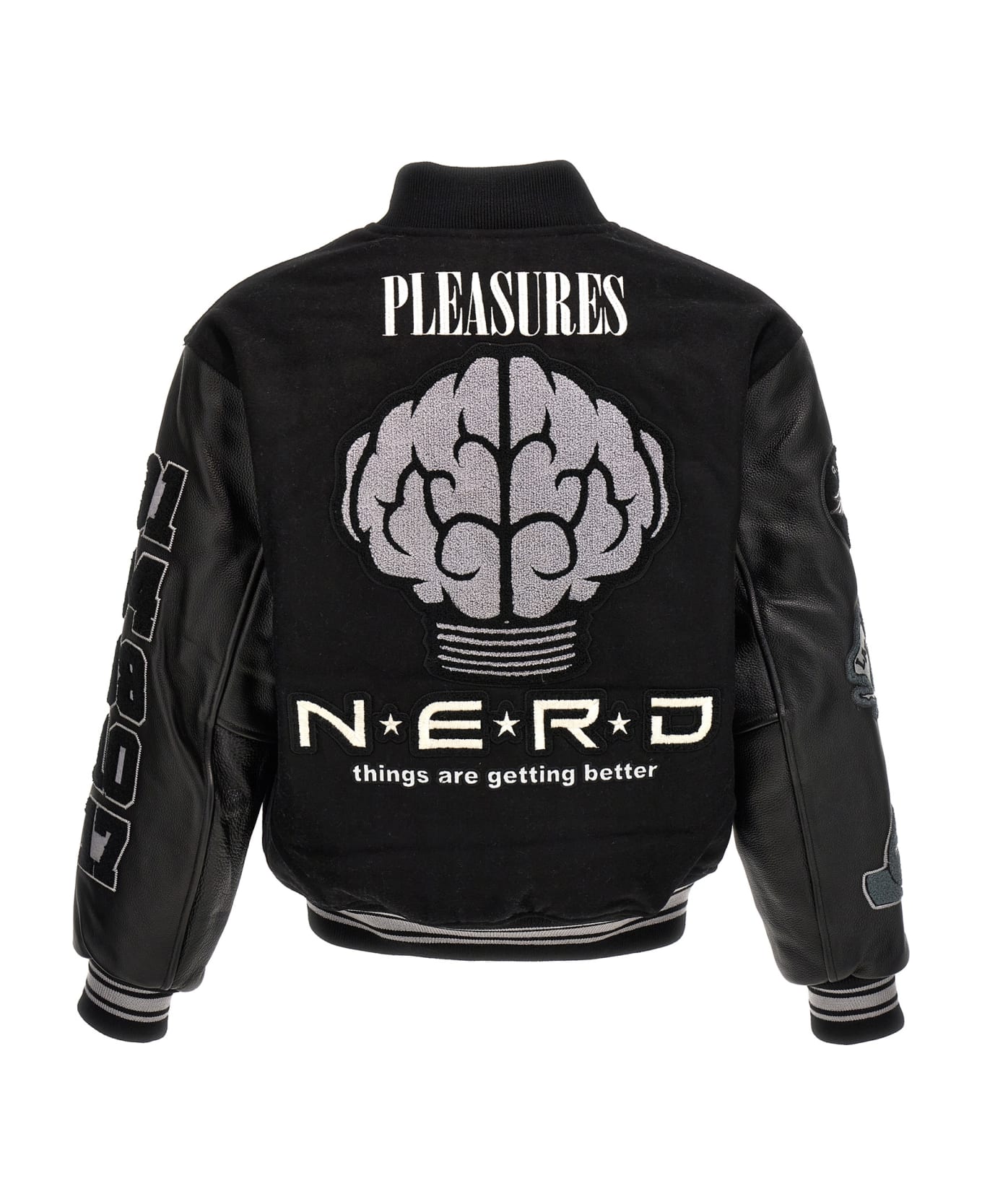 Pleasures 'nerd Varsity' Bomber Jacket - Black  