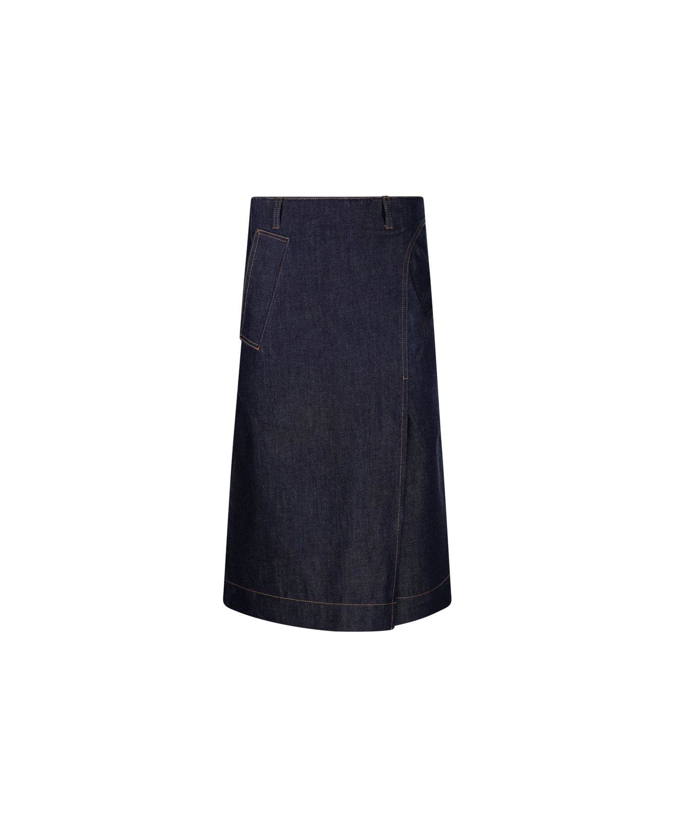 Victoria Beckham Denim Midi Skirt - Nero