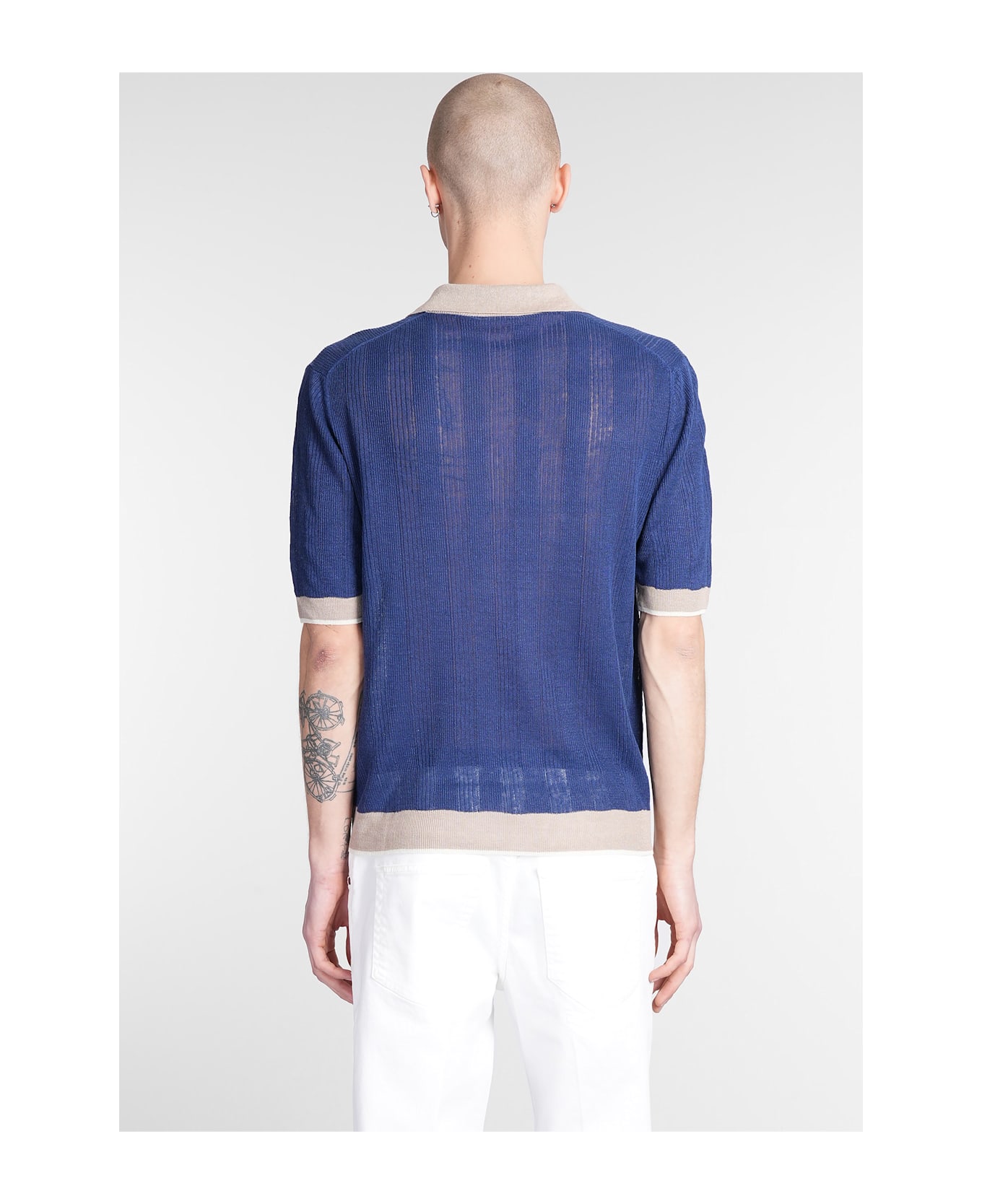 Ballantyne Polo In Blue Linen - blue