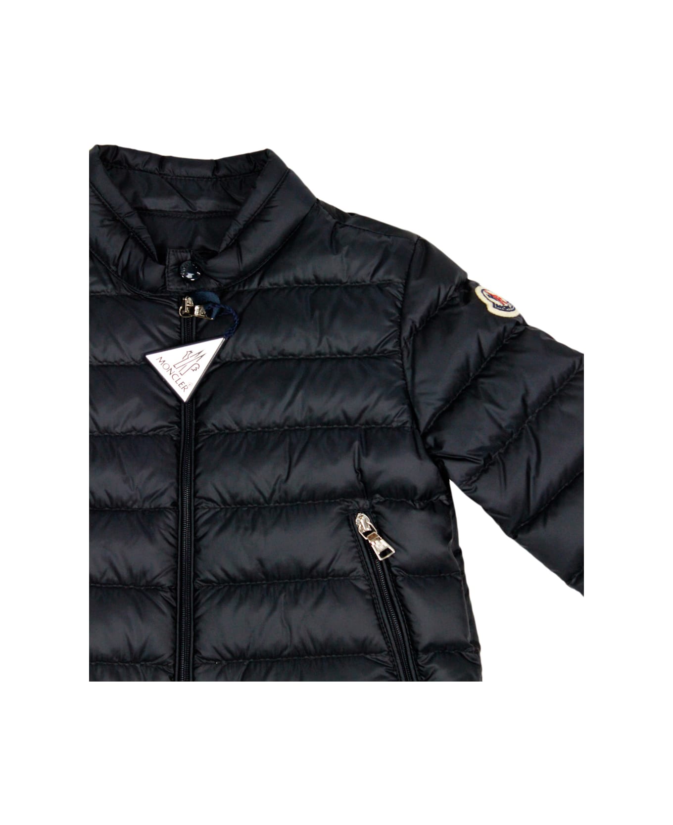 Moncler Acorus 100 Gram beaded Jacket With Zip Closure And Elasticated Cuffs And Bottom - Blu