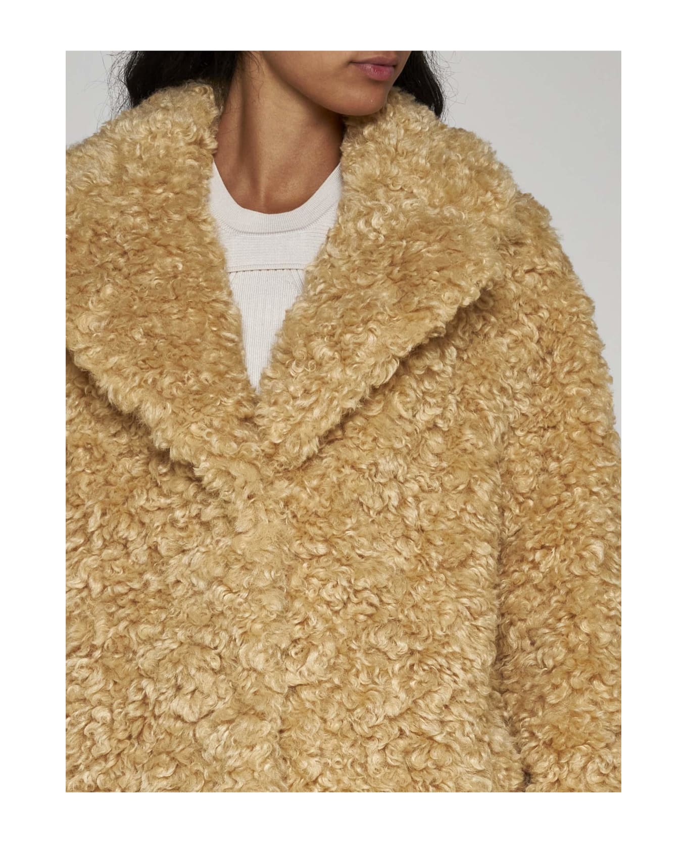 STAND STUDIO Camille Faux Shearling Coat - Giallo