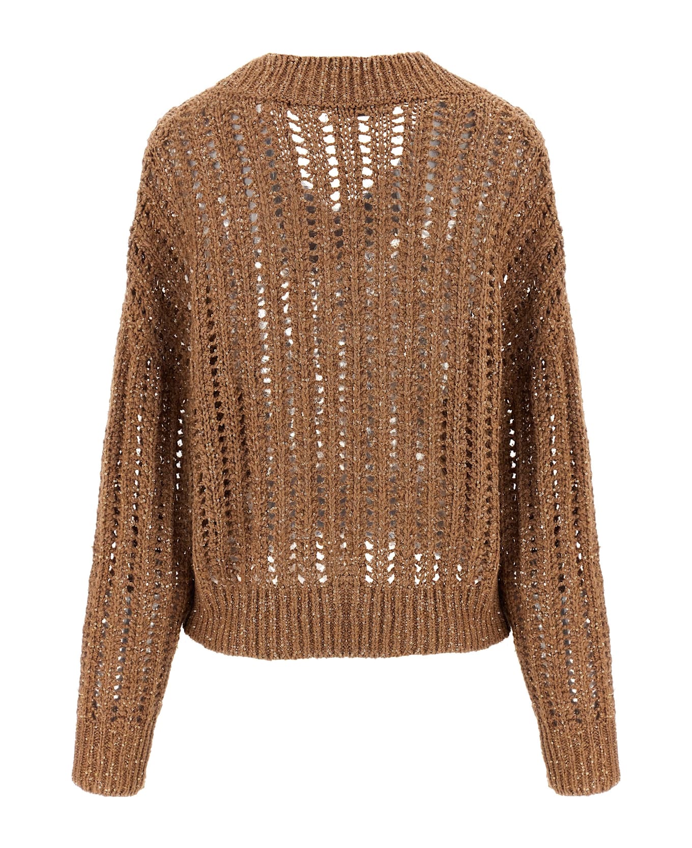 Brunello Cucinelli 'rustic Dazzling Net' Sweater - Brown