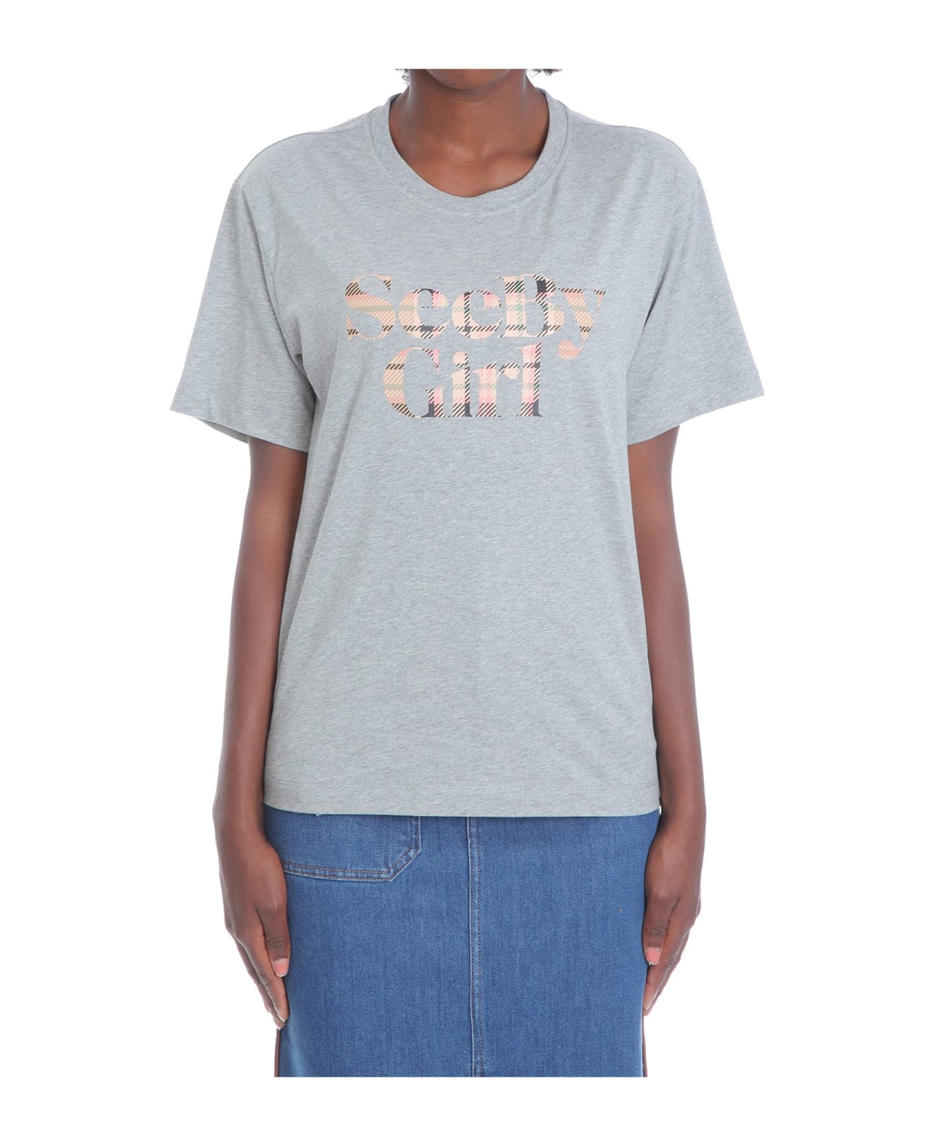 See by Chloé Cotton Logo T-shirt - Gray