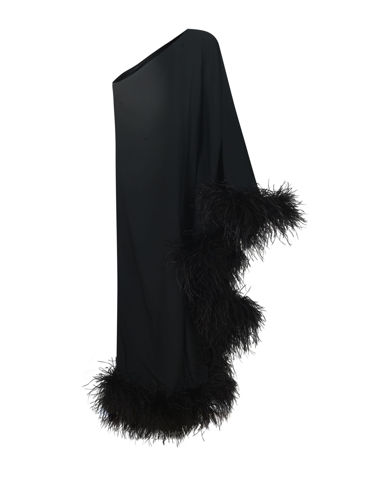 Taller Marmo Fringed One-sleeve Long Dress - Black