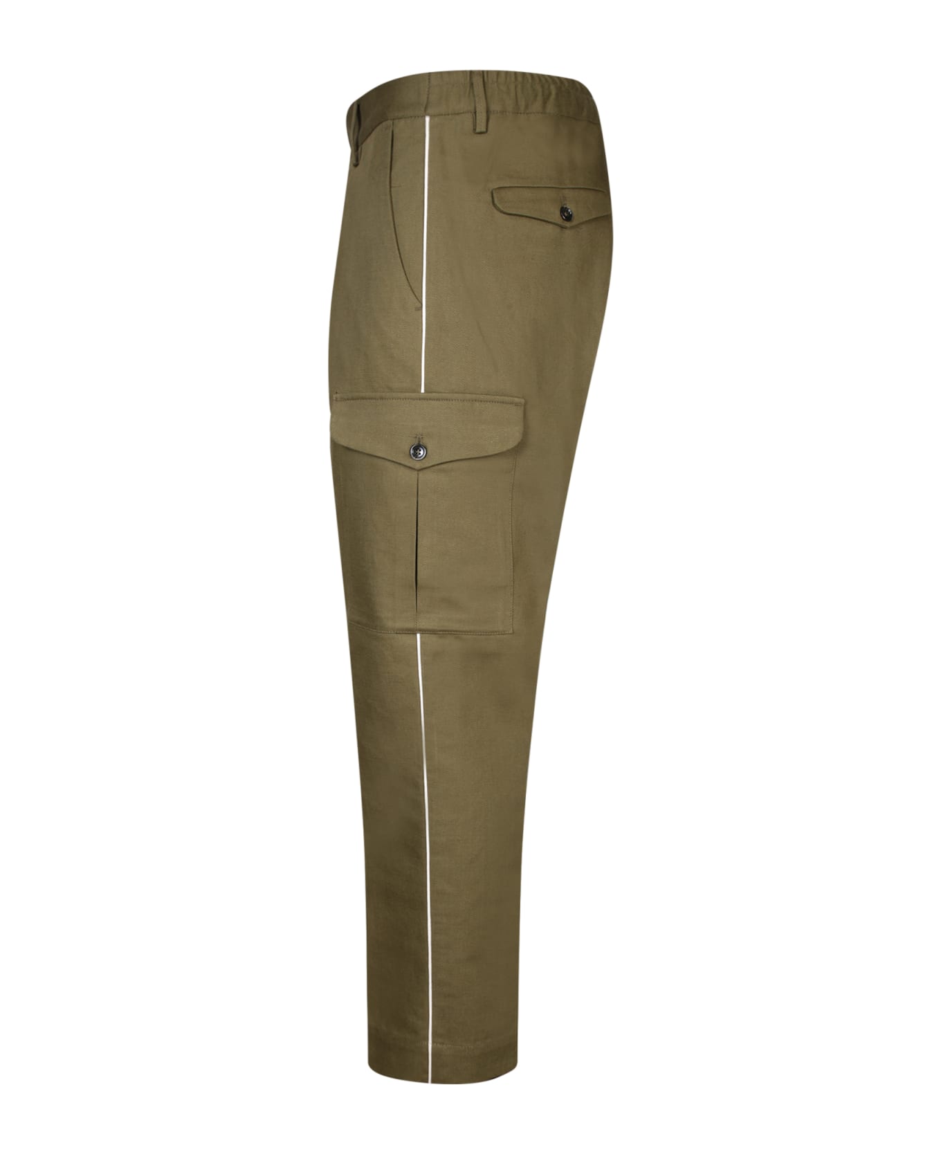 Nine in the Morning Military Green Linen Cargo Trousers - Green