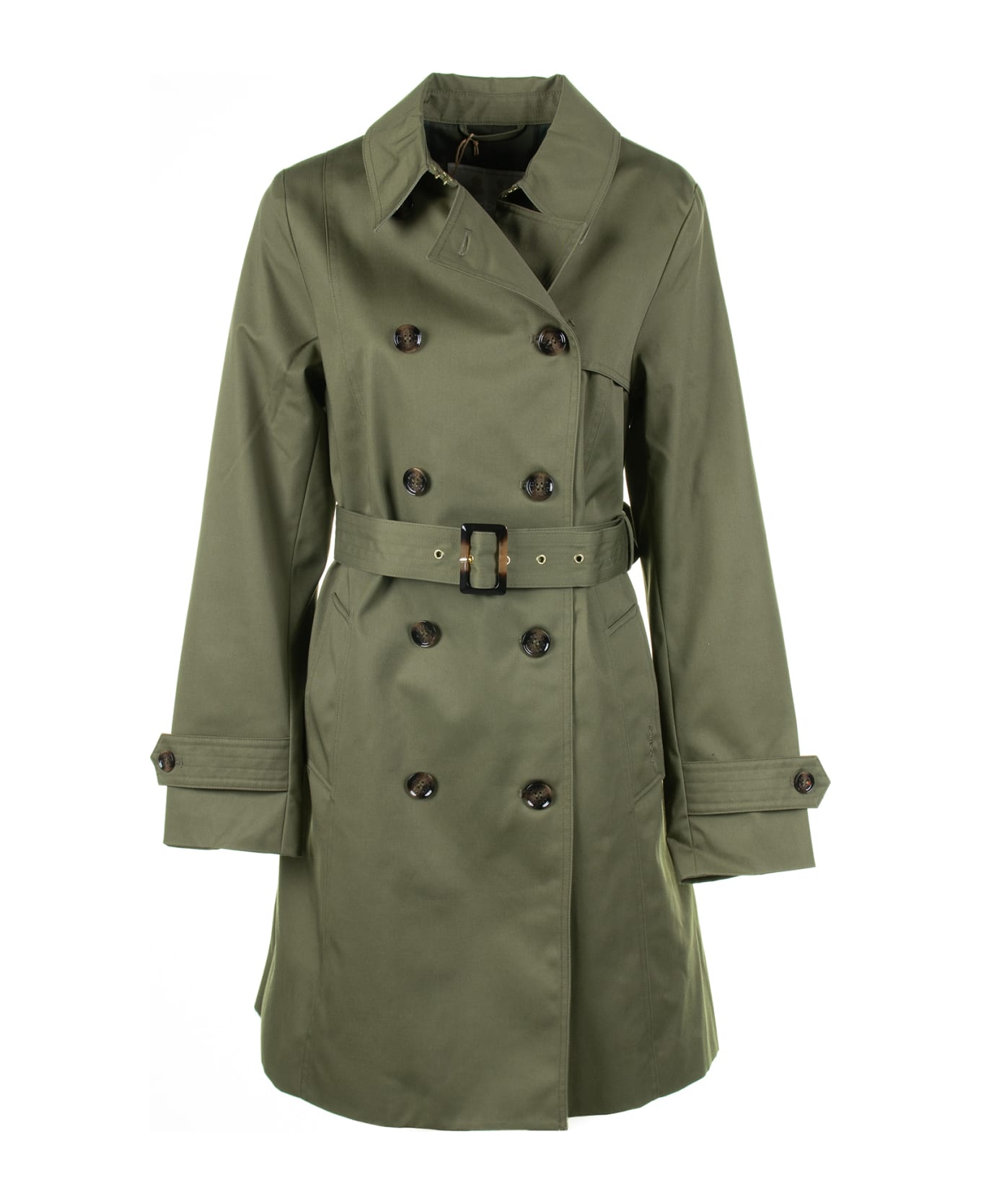 Barbour Green Waterproof Twill Trench Coat - BURNT OLIVE/ANCIENT POLAR