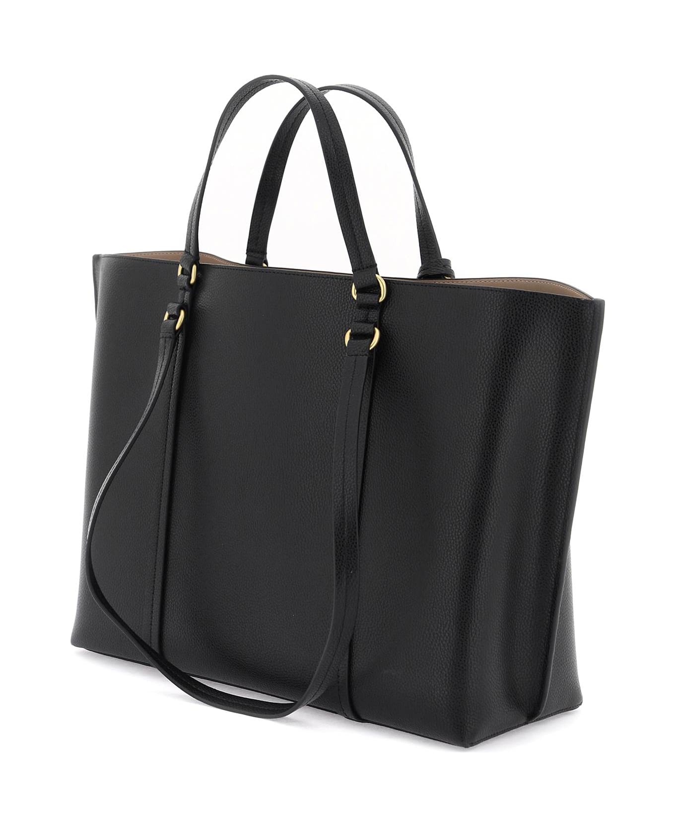 Pinko Large Leather Shopper Bag - NERO ANTIQUE GOLD (Black)