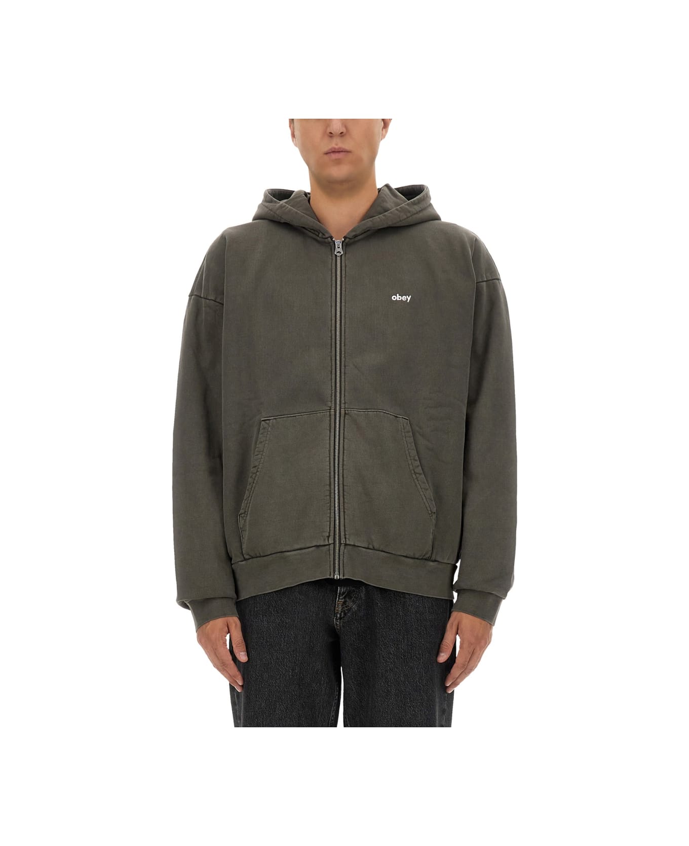 Obey Sweatshirt With Logo - BLACK