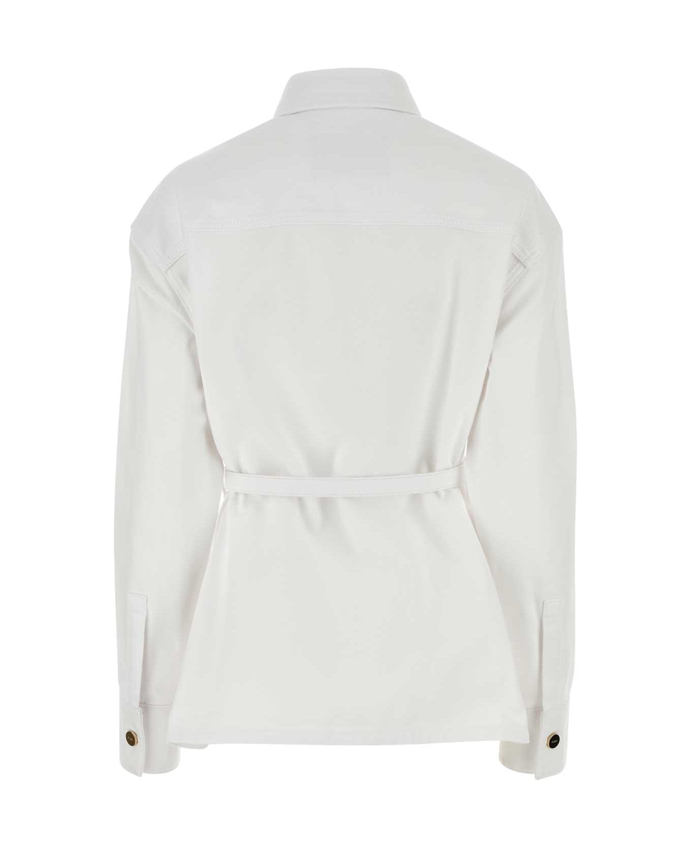 Fendi White Denim Jacket - WHITE