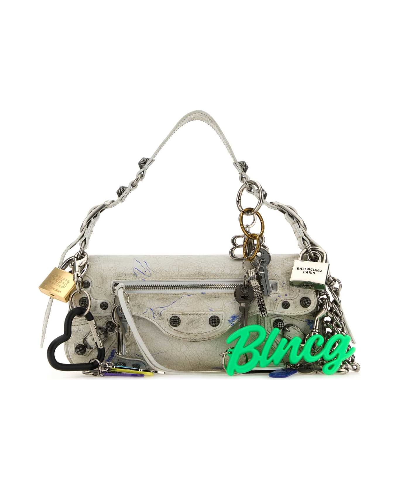 Balenciaga White Leather Small Le Cagole Shoulder Bag - OPTICWHITE