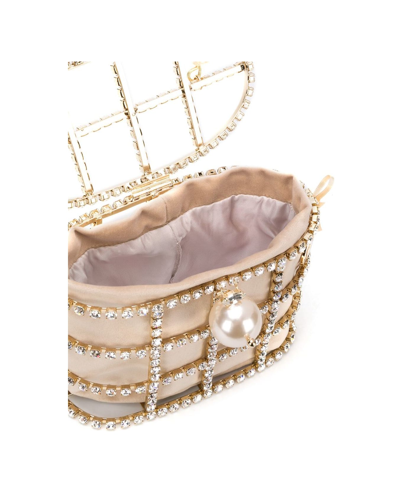 Rosantica 'holli' Pink Handbag With Pearl Handle And Removable Pouch In Fabric And Brass Woman - Metallic