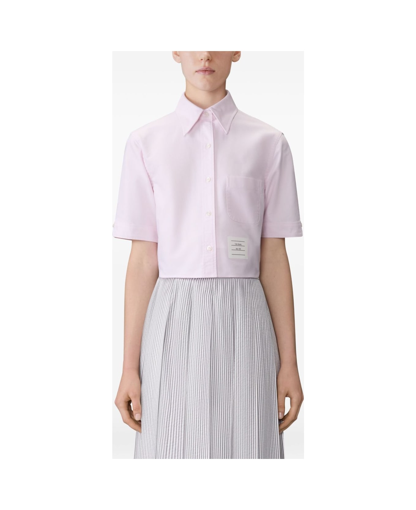 Thom Browne Cotton Cropped Shirt - Pink