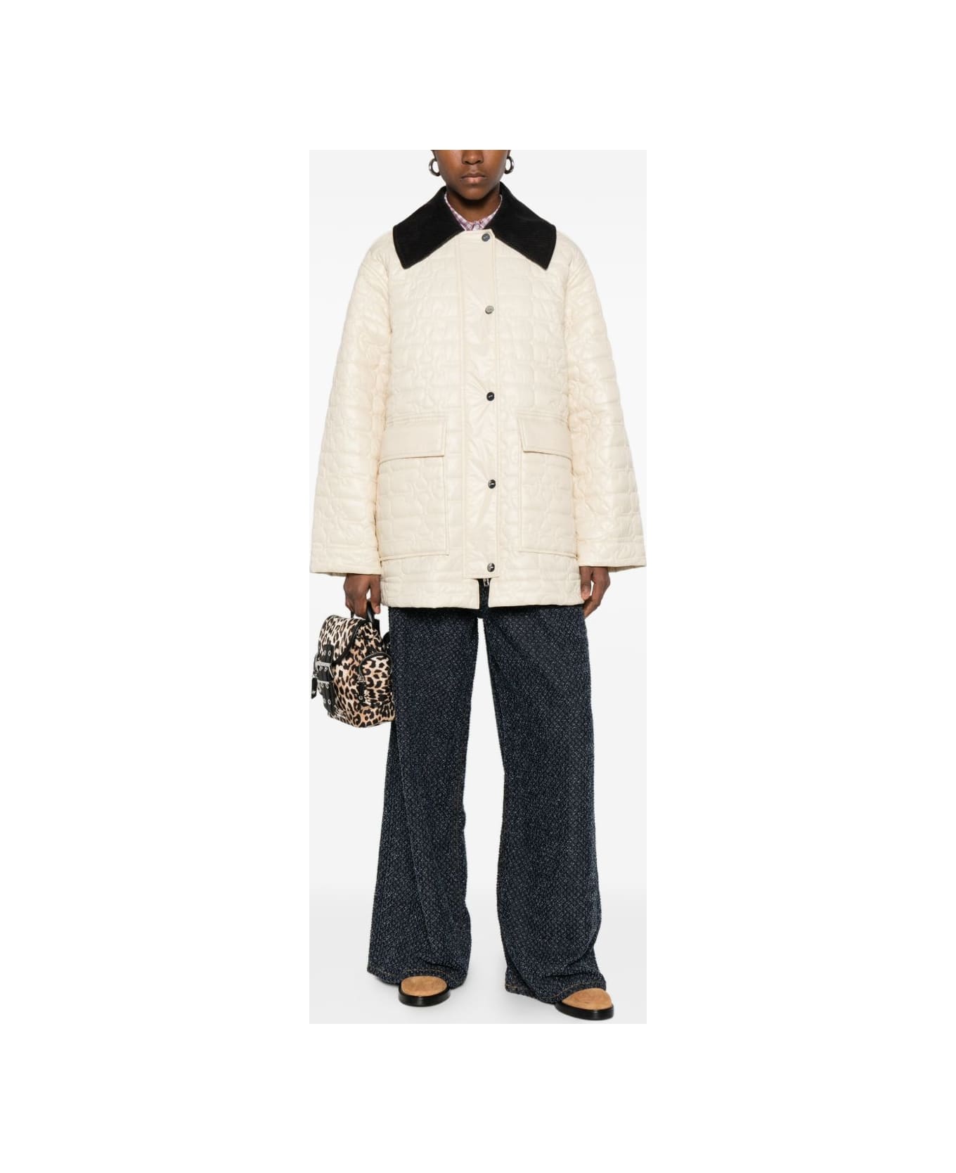 Ganni Quilted Jacket - Ivory