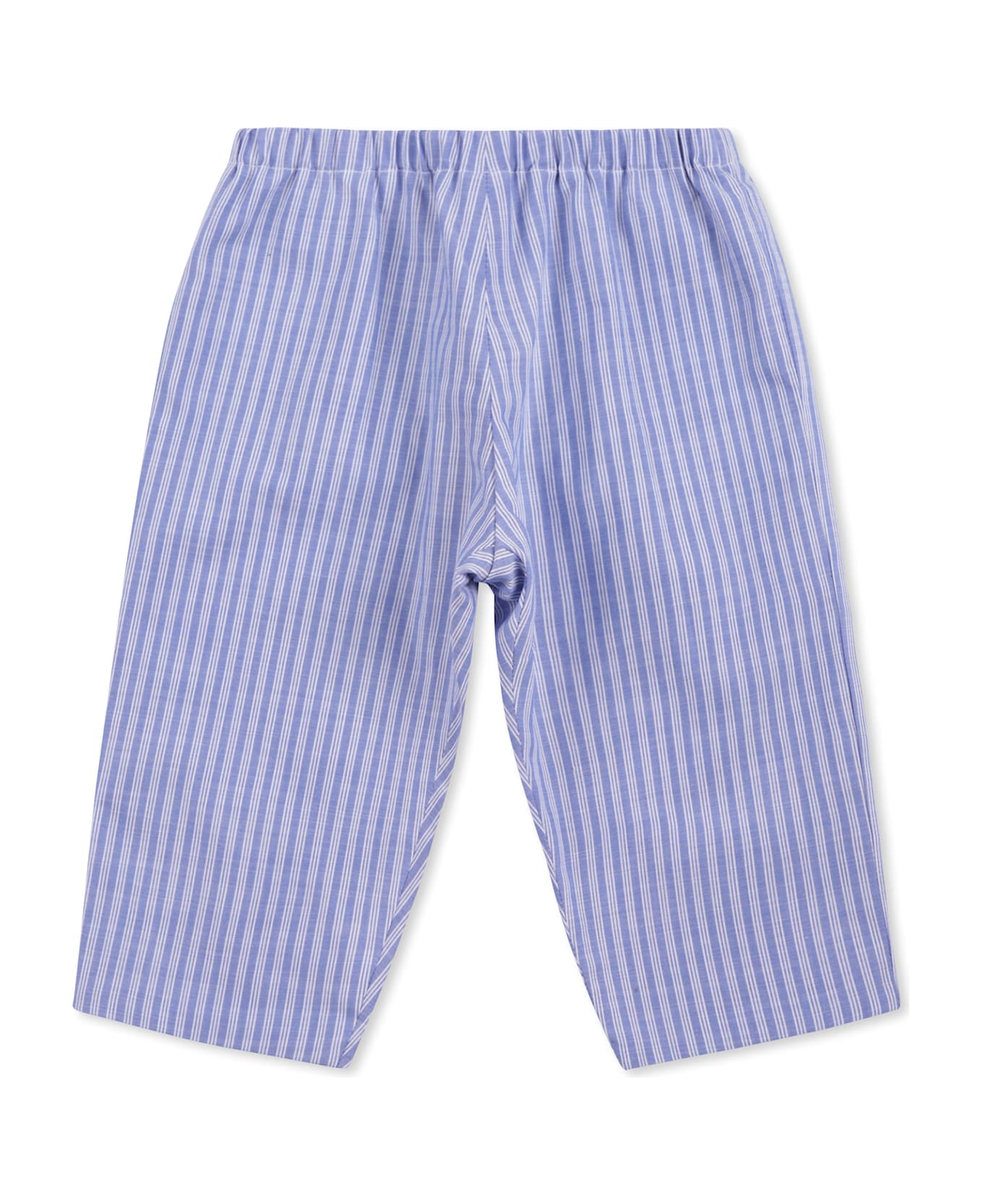 Bonpoint Light Blue Trousers For Baby Girl With Floral Print - Light Blue