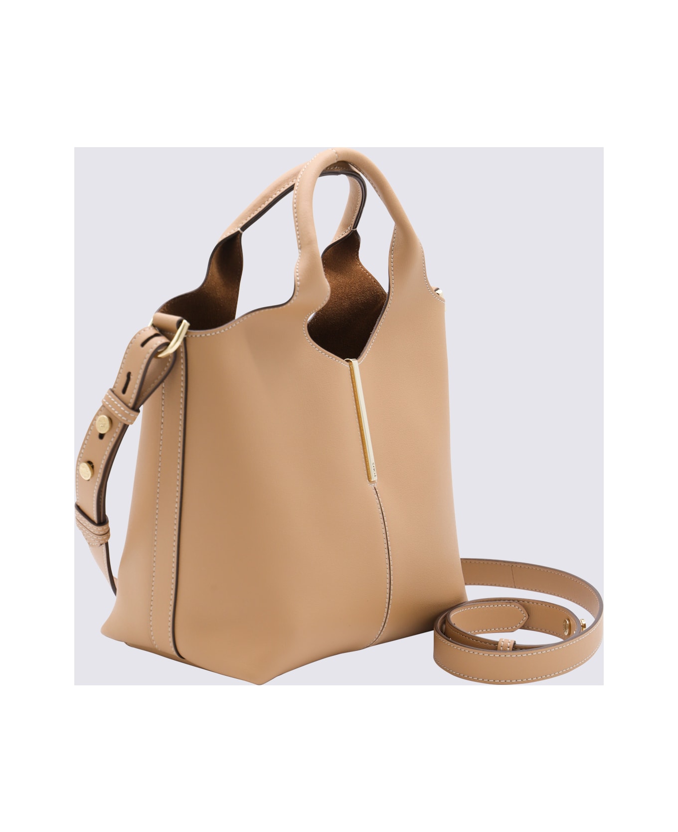Tod
s Cream Leather Top Handle Bag - Camel