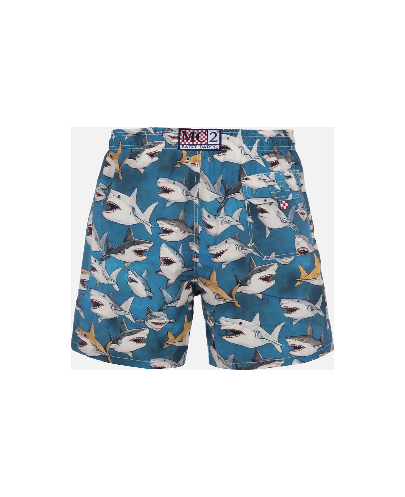 MC2 Saint Barth Man Mid-length Gustavia Swim-shorts With Shark Print | Ai Co-created Design By Rickdick - Powered By Red-eye - GREEN