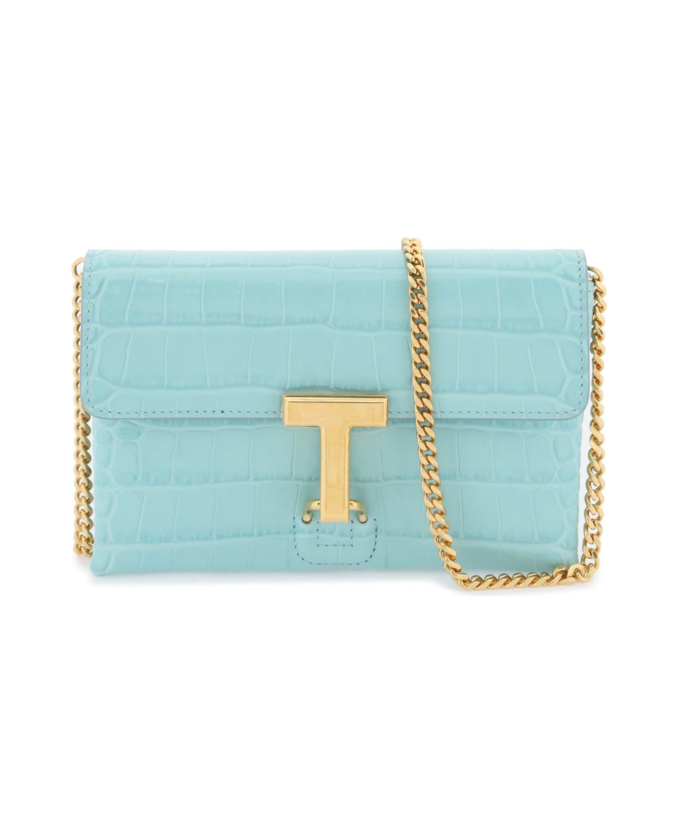 Tom Ford Croco-embossed Leather Mini Bag - PASTEL TURQUOISE (Light blue)