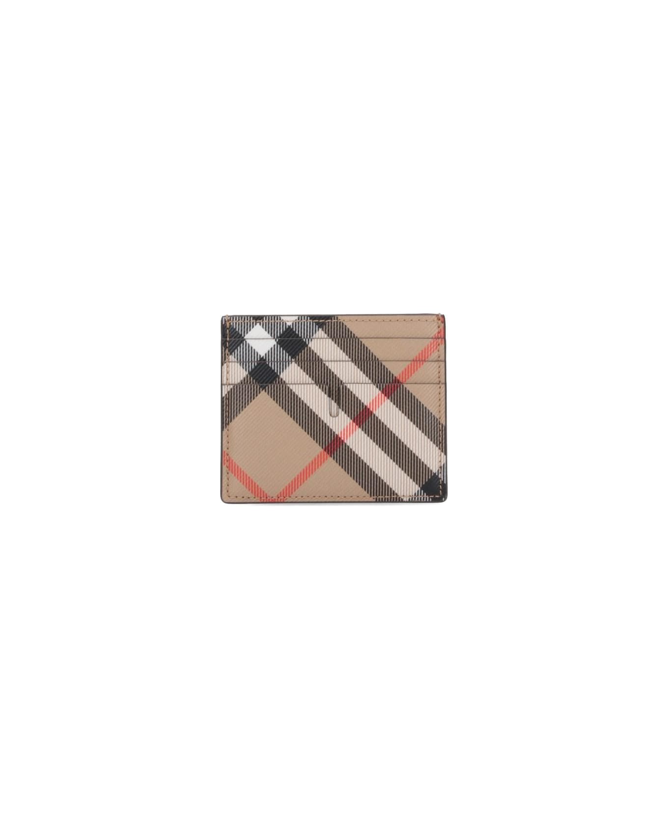 Burberry Vertical Card Holder 'check' - NEUTRALS 財布