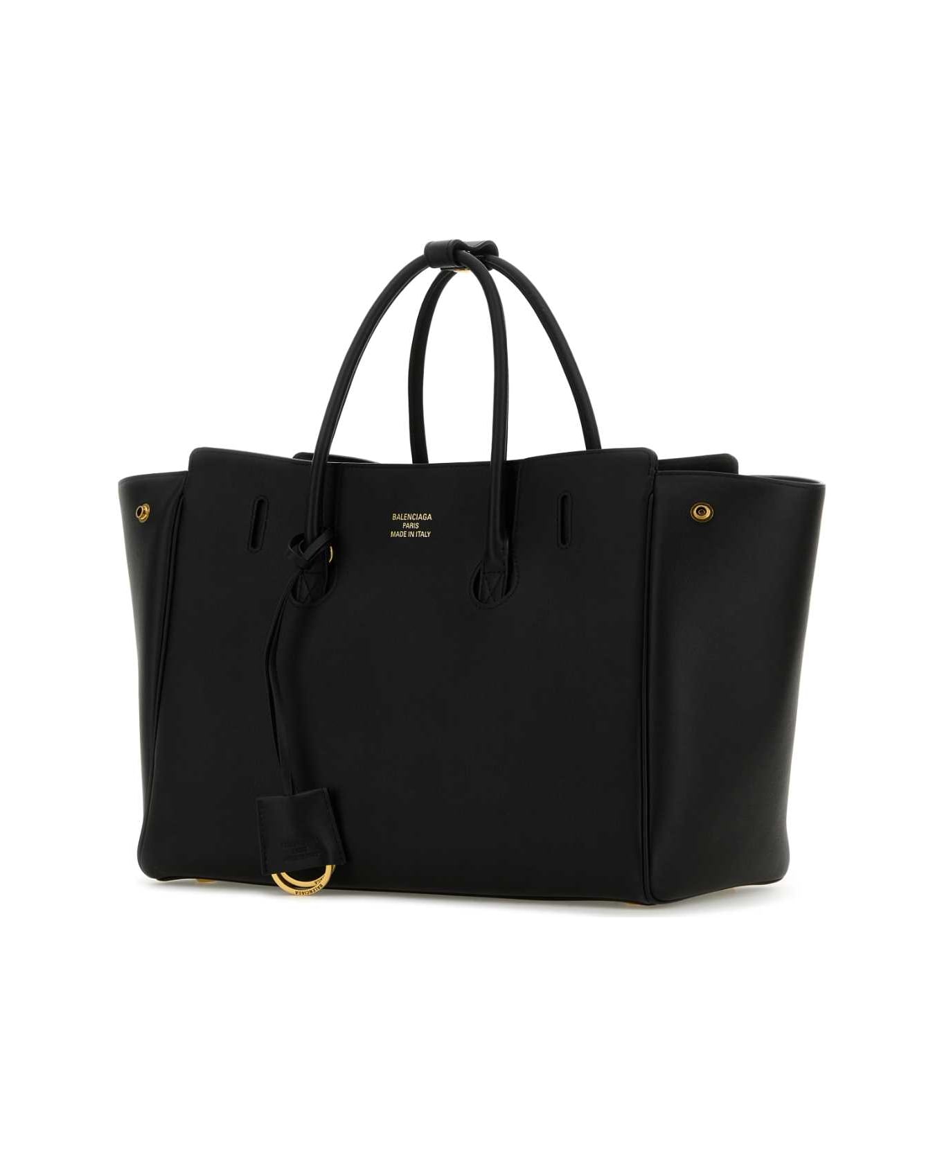 Balenciaga Black Leather Small Carry All Hempton Handbag - BLACK