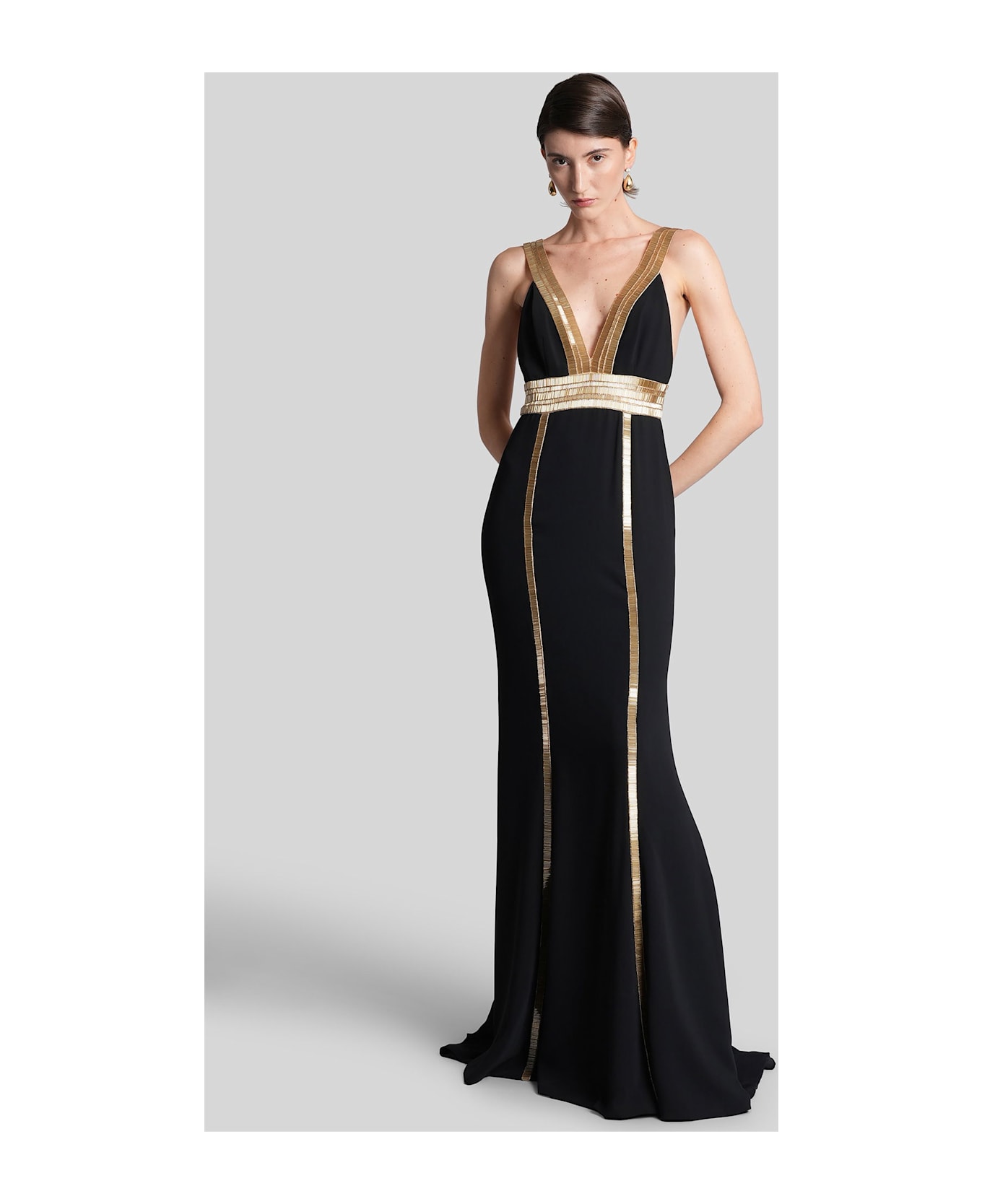 Costarellos Lucine Long Dress In Black Polyester - black