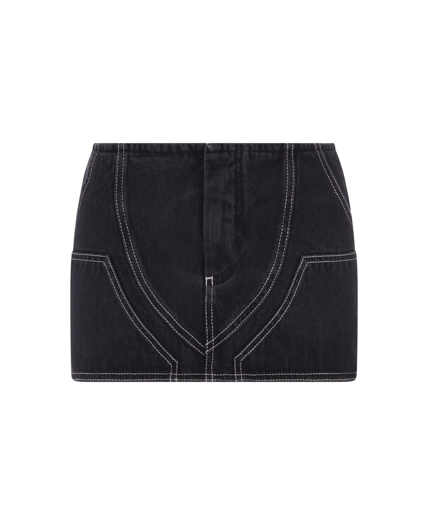 Off-White Black Denim Mini Skirt With Contrasting Stitching - Nero