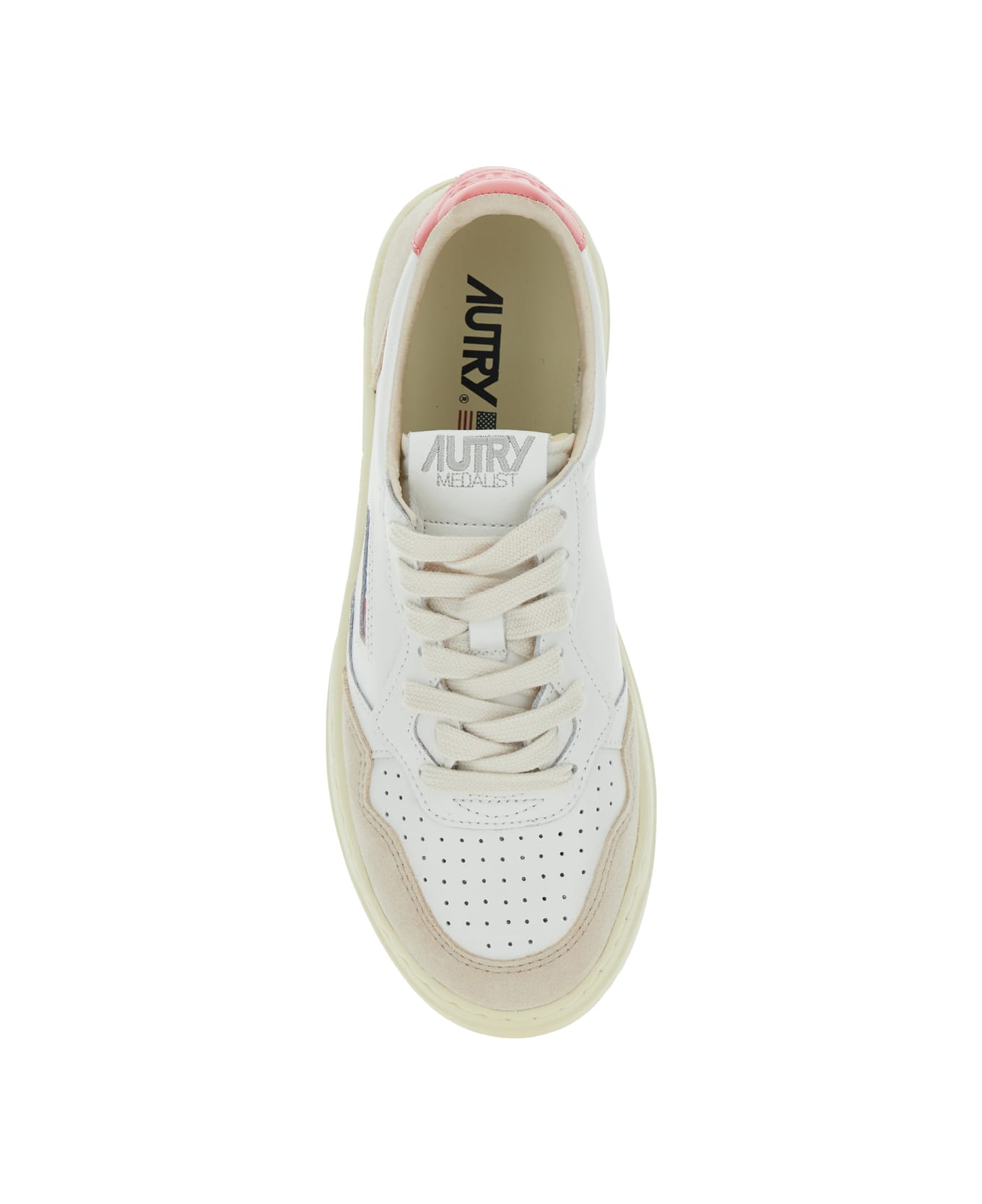 Autry 'medalist' White Low Top Sneakers With Logo Patch On Tongue And Side In Leather Blend Woman - White