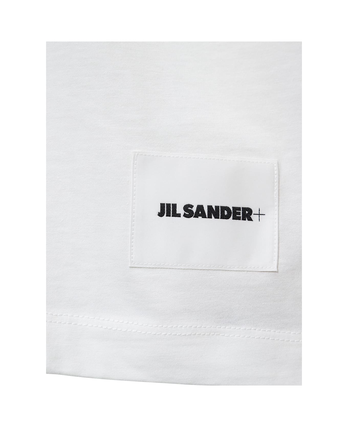 Jil Sander White T-shirt Three-pack In Cotton With Logo Patch At The Bottom Man - White