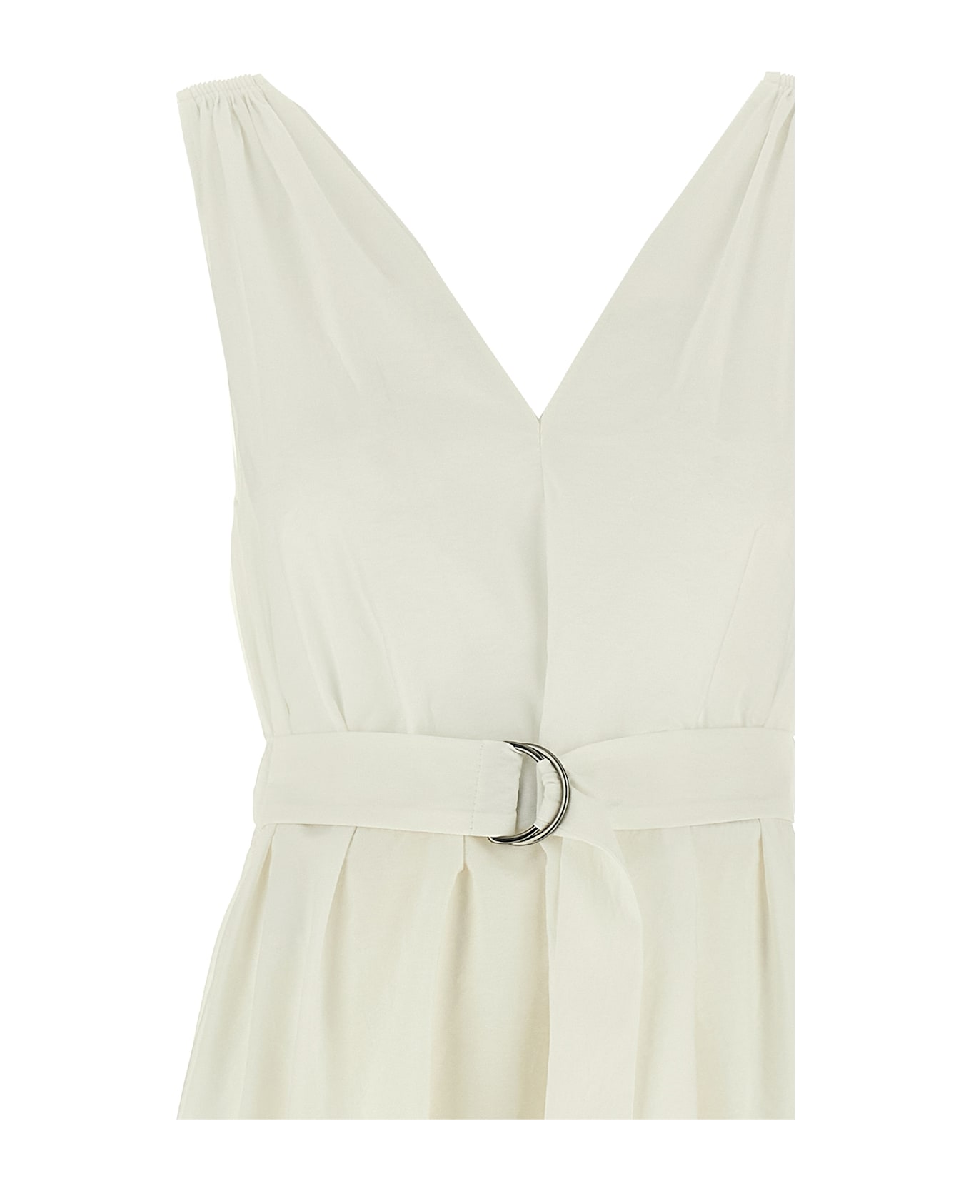 Brunello Cucinelli Precious Shoulder Detail Dress - White