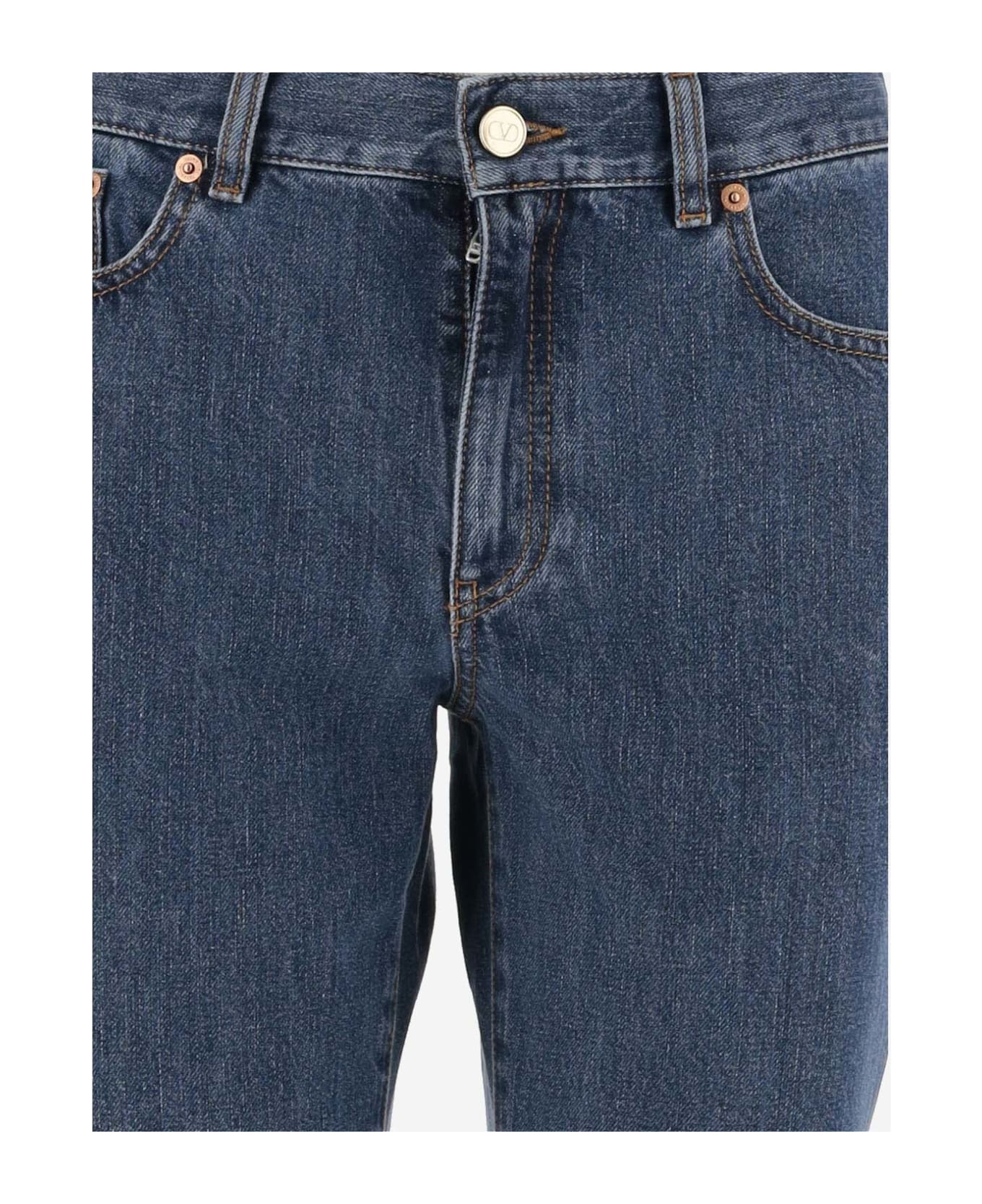 Valentino Pumps Cotton Jeans With Vlogo - Denim
