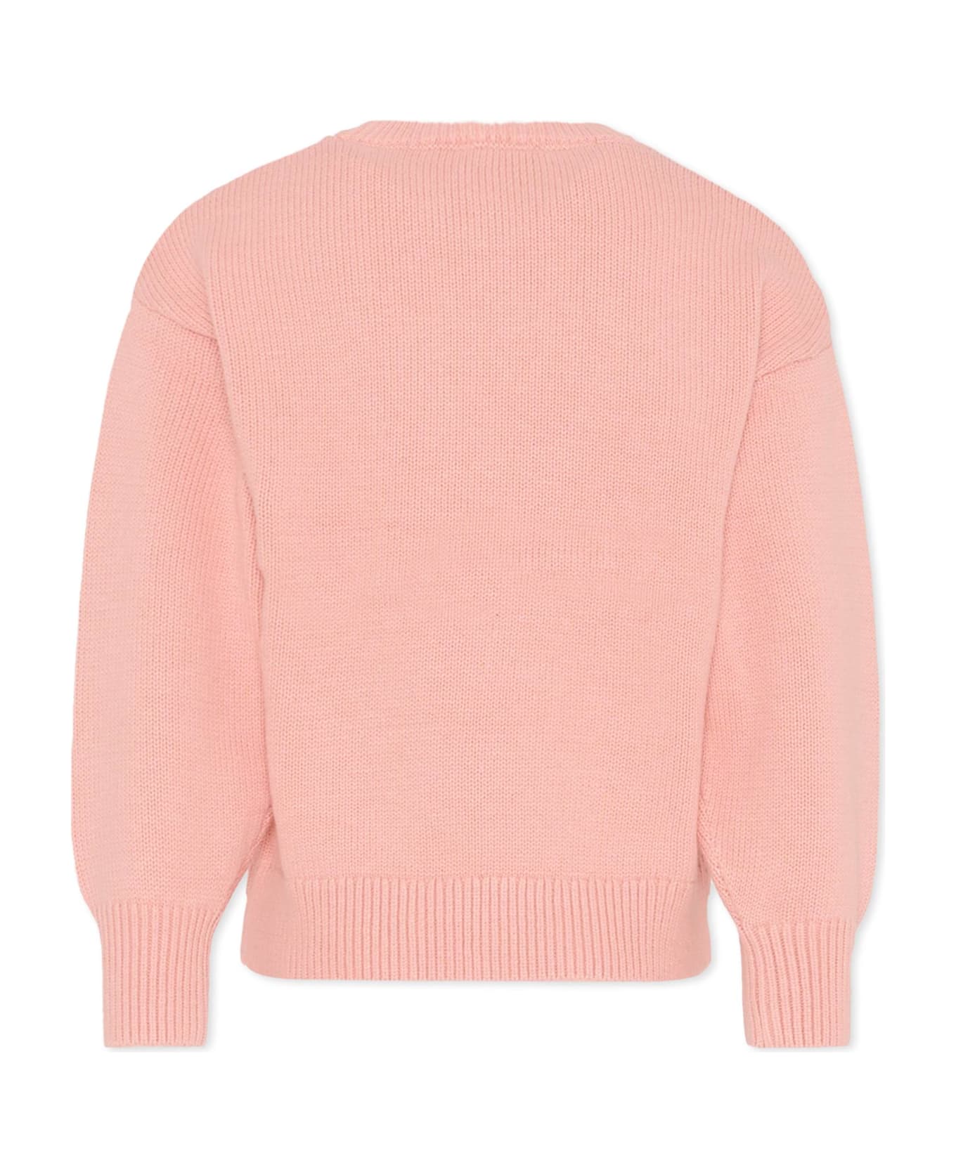 Kenzo Kids Pink Sweater For Girl With Lucky Tiger - Pink