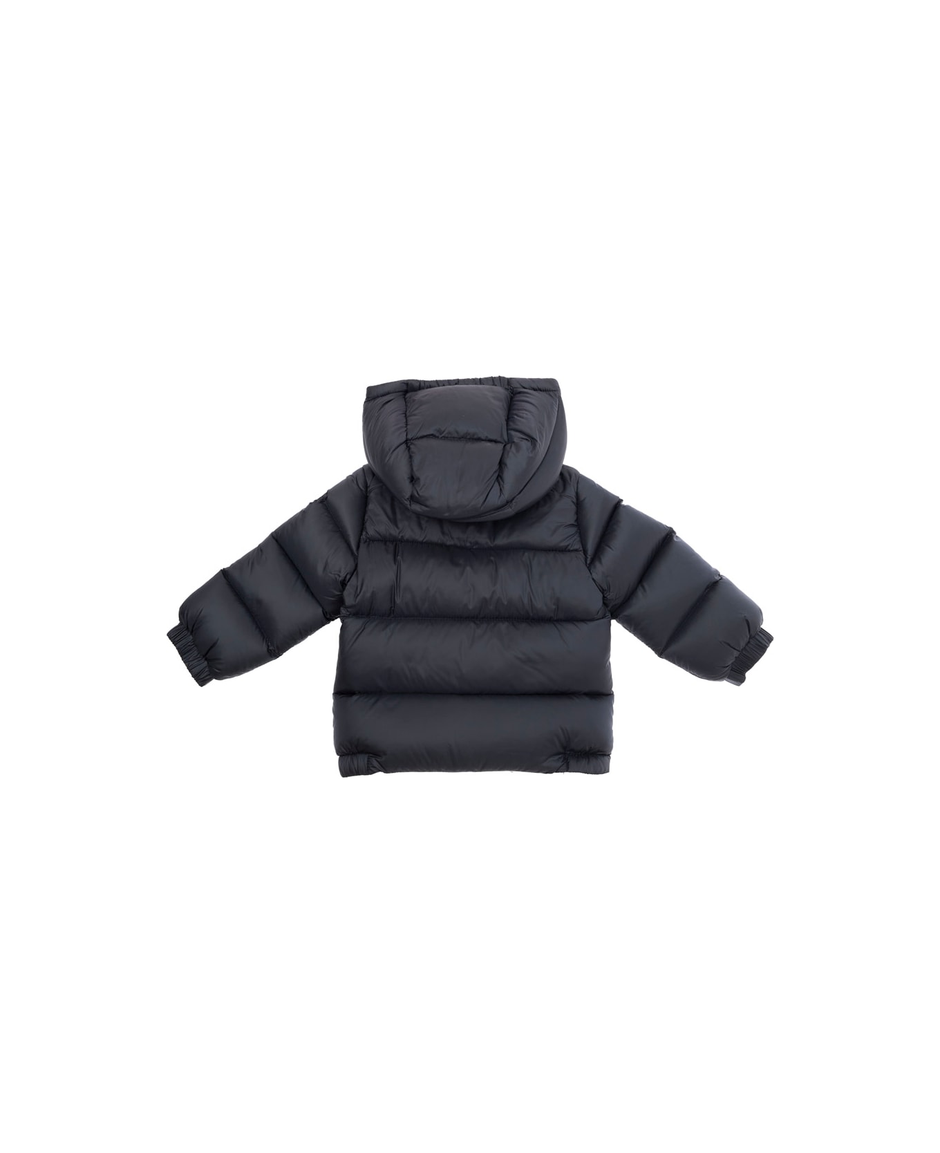 Moncler 'new Macaire' Blue Down Jacket With Logo Patch In Tech Fabric Baby - Blu