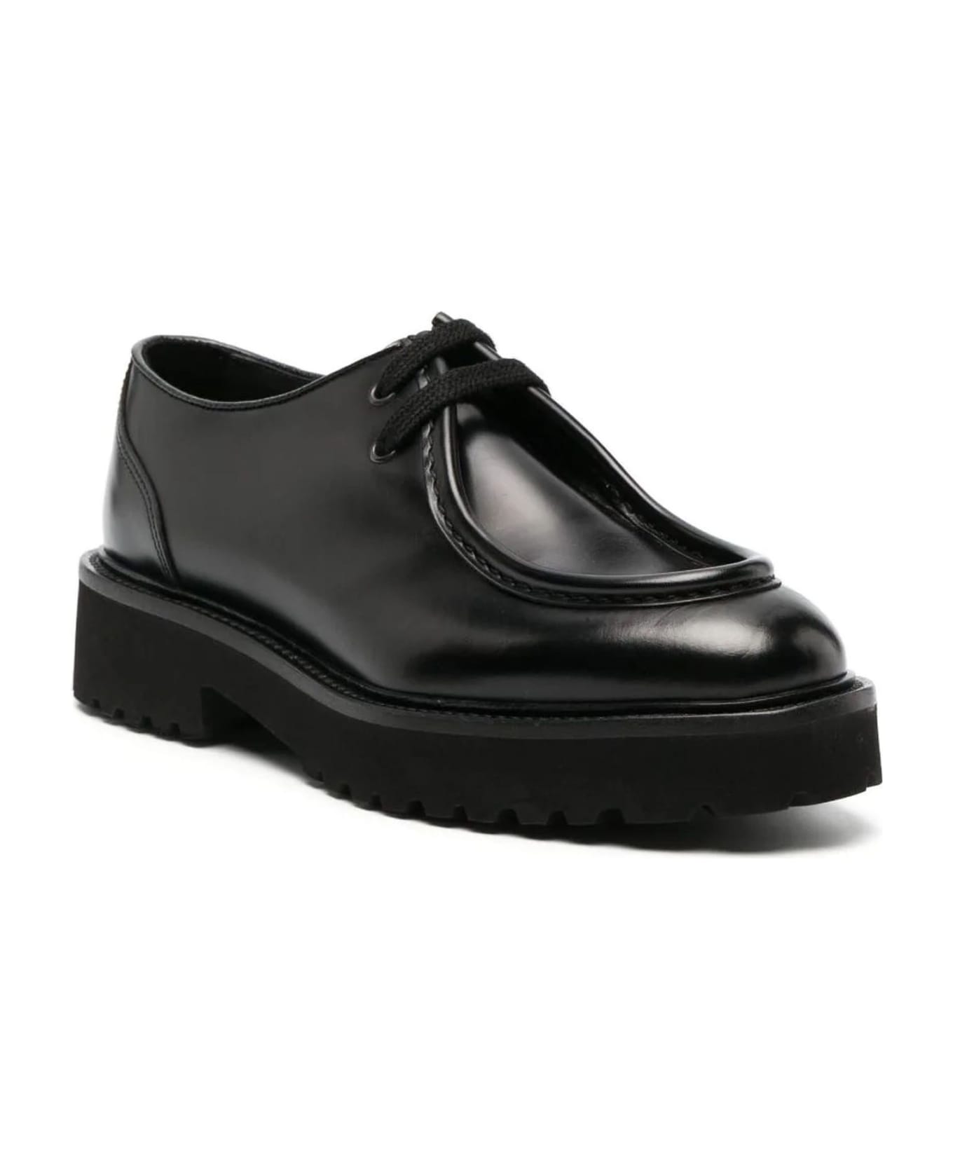 Doucal's Black Calf Leather Loafers - Black レースアップシューズ