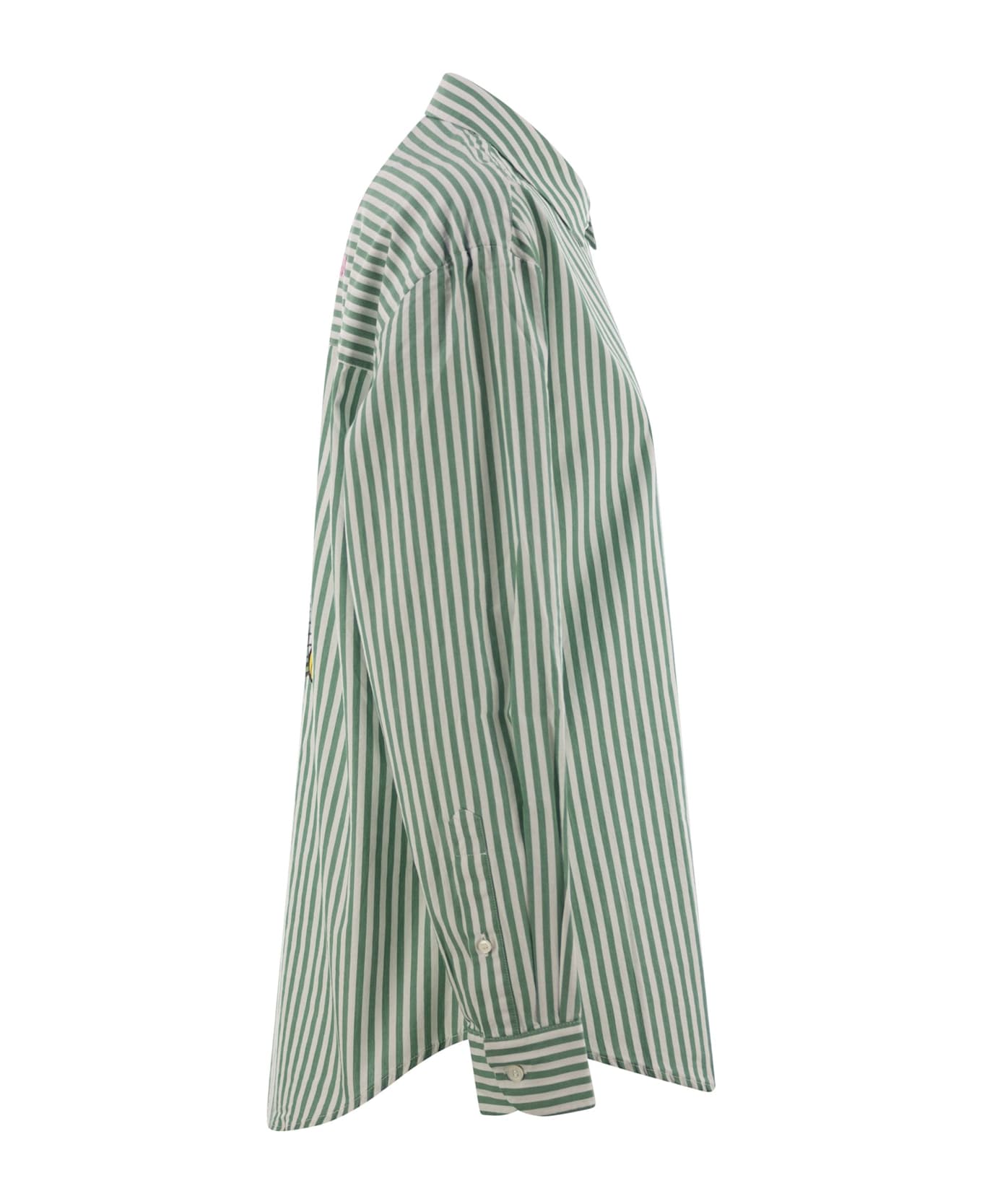 MC2 Saint Barth Brigitte - Shirt With Striped Pattern And Hello Kitty - White/green