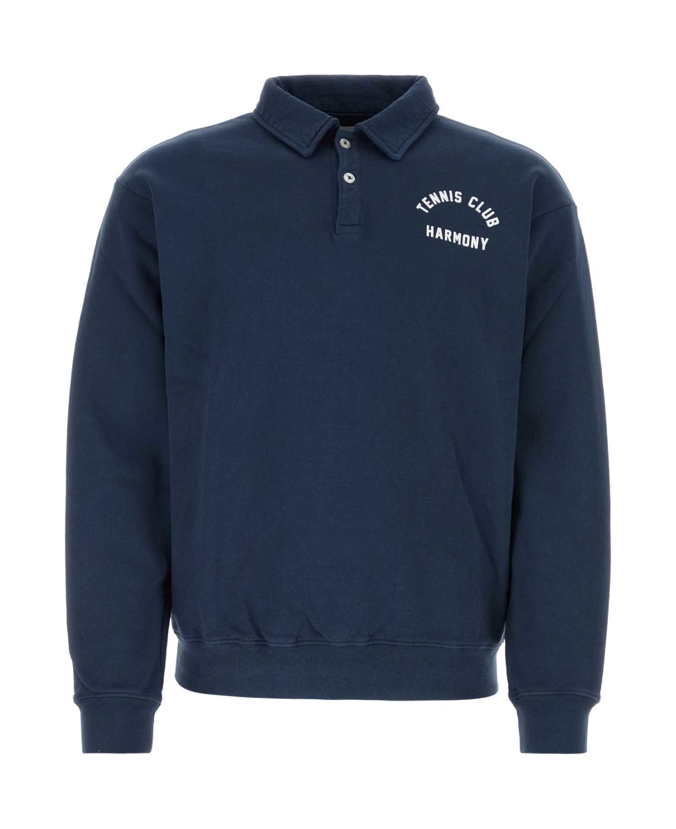 The Harmony Navy Blue Cotton Polo Shirt - 010