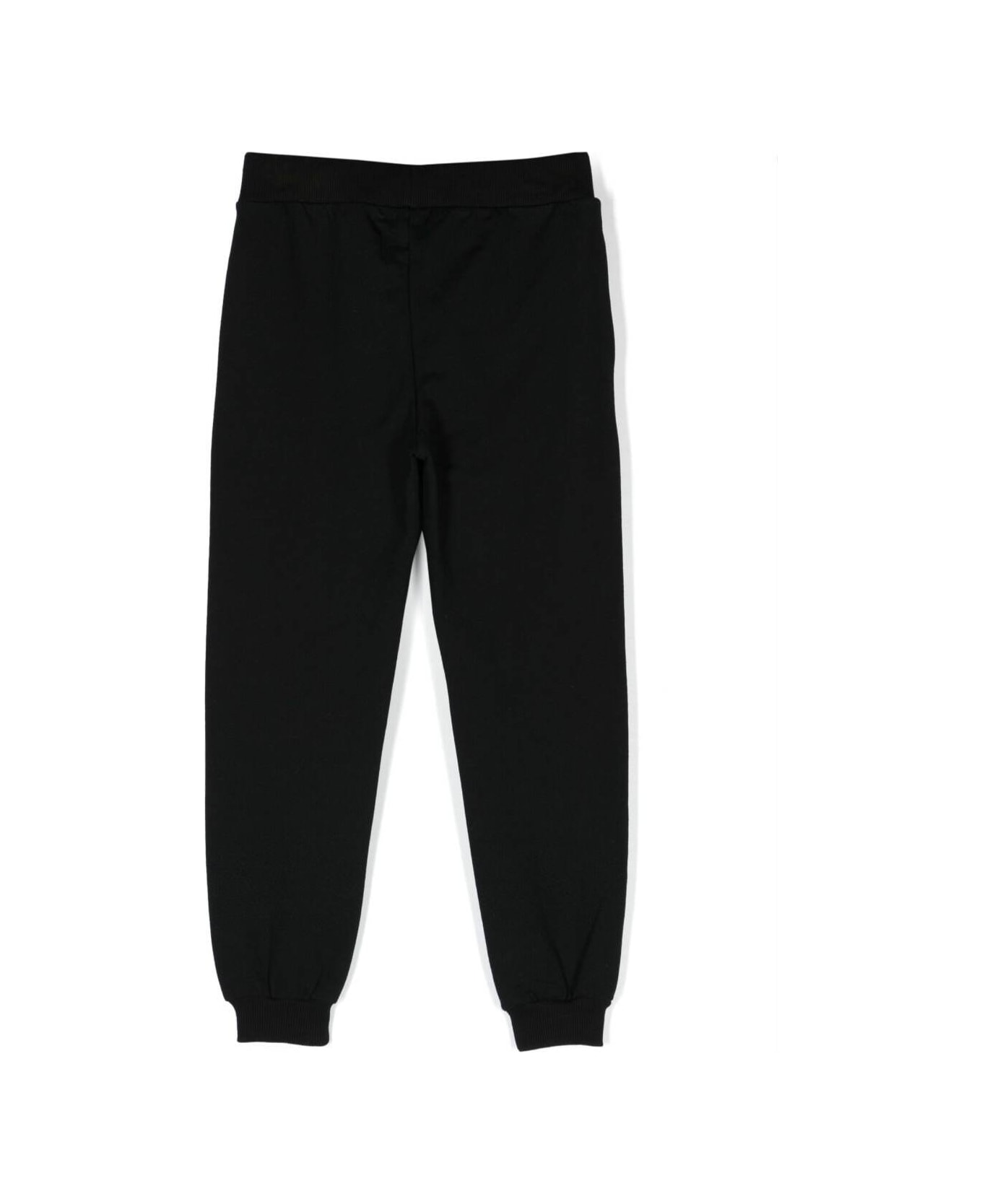 Moschino Black Track Pants And Contrasting Maxi Logo In Stretch Cotton Boy - Nero Black ボトムス